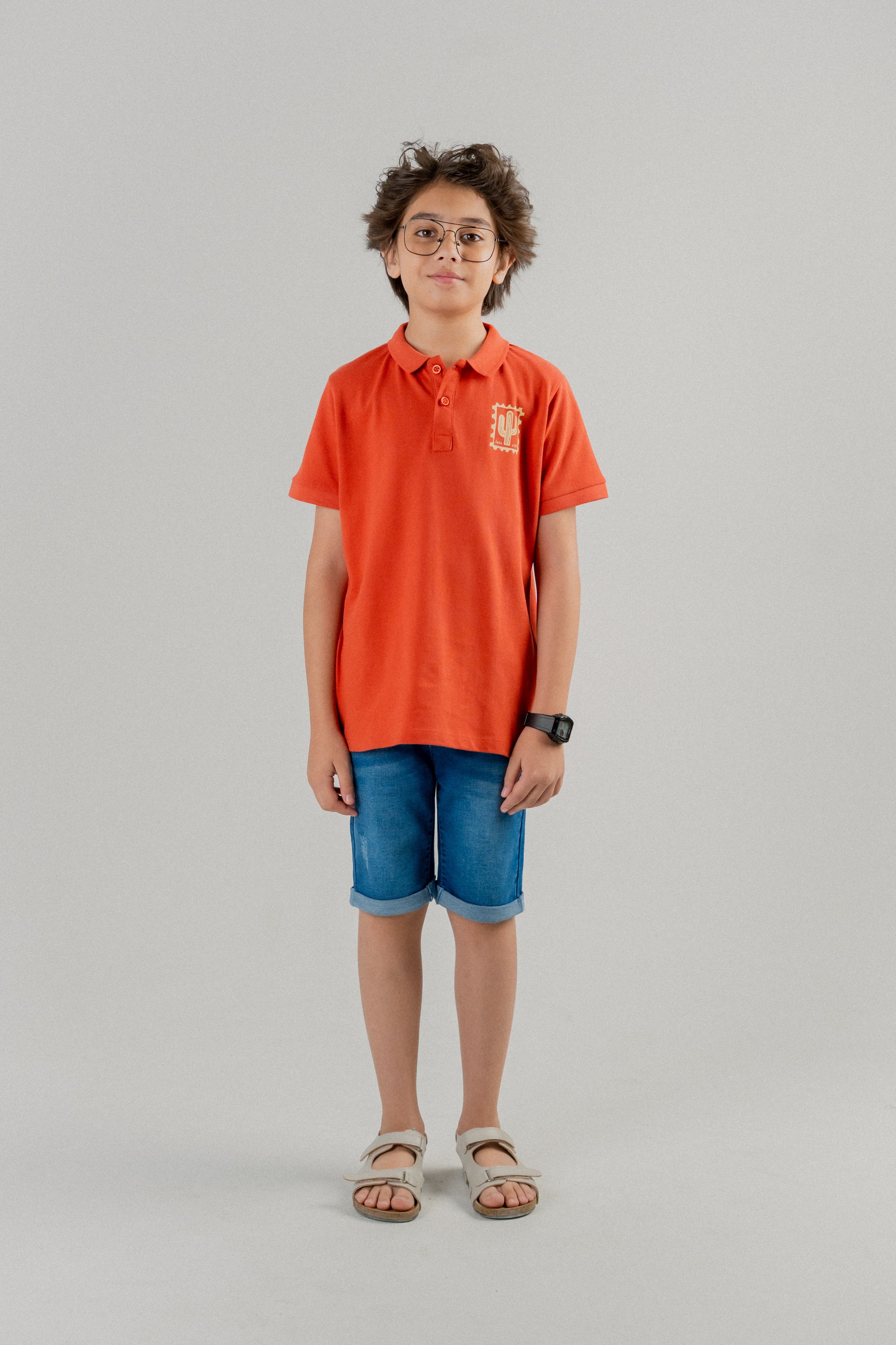 Junior Kid Polo T-Shirt- Burnt Ochre