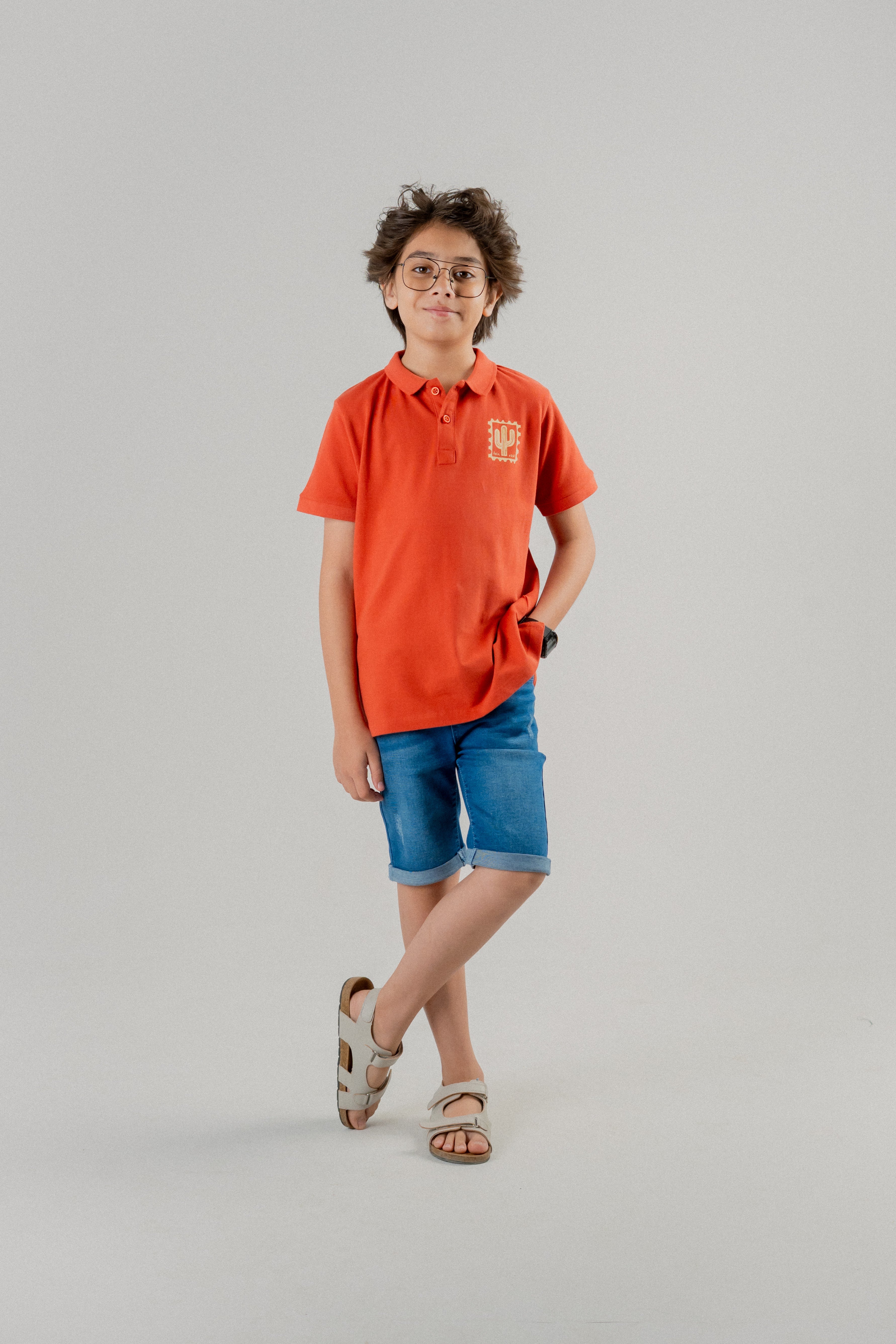 Junior Kid Polo T-Shirt- Burnt Ochre