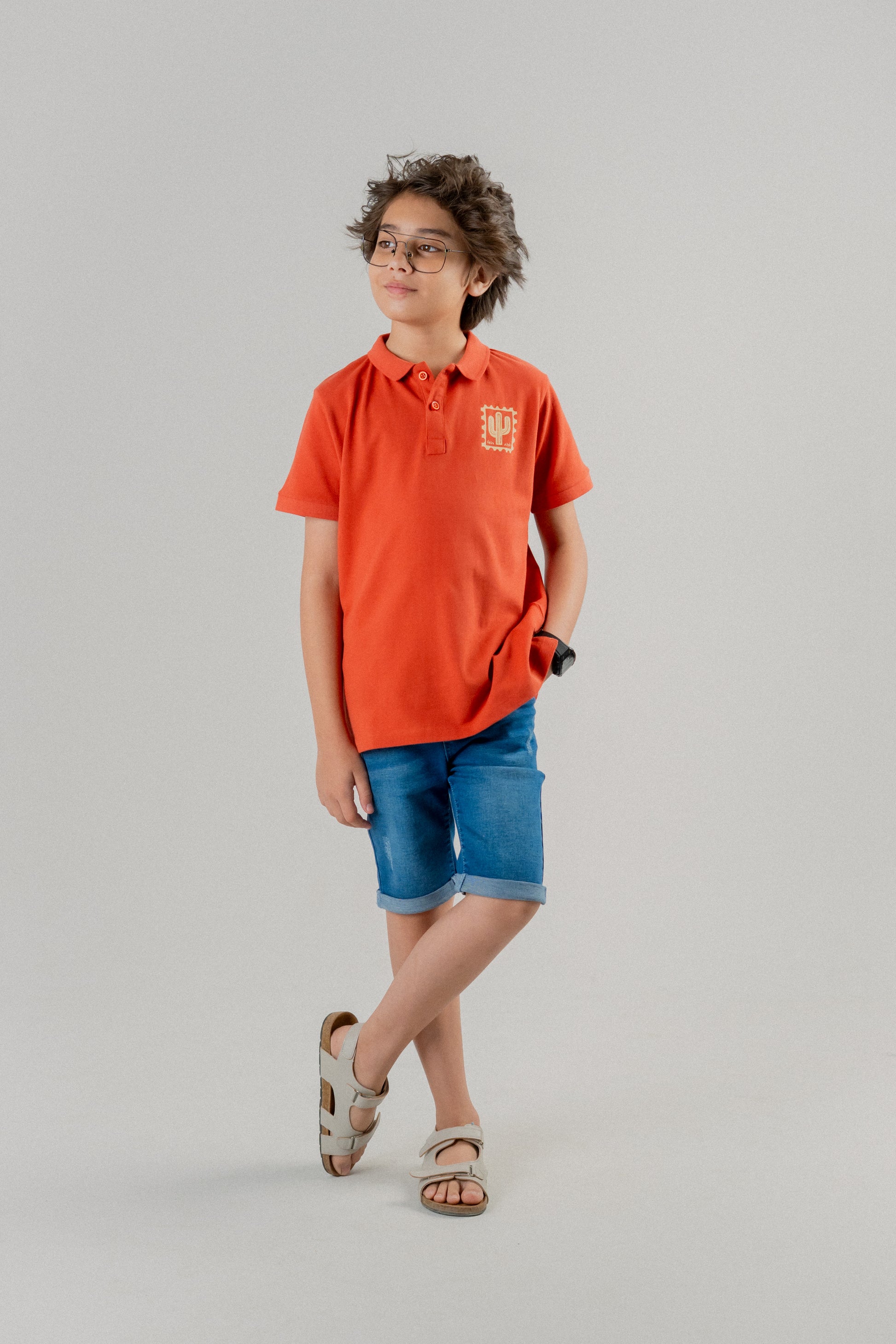 Junior Kid Polo T-Shirt- Burnt Ochre