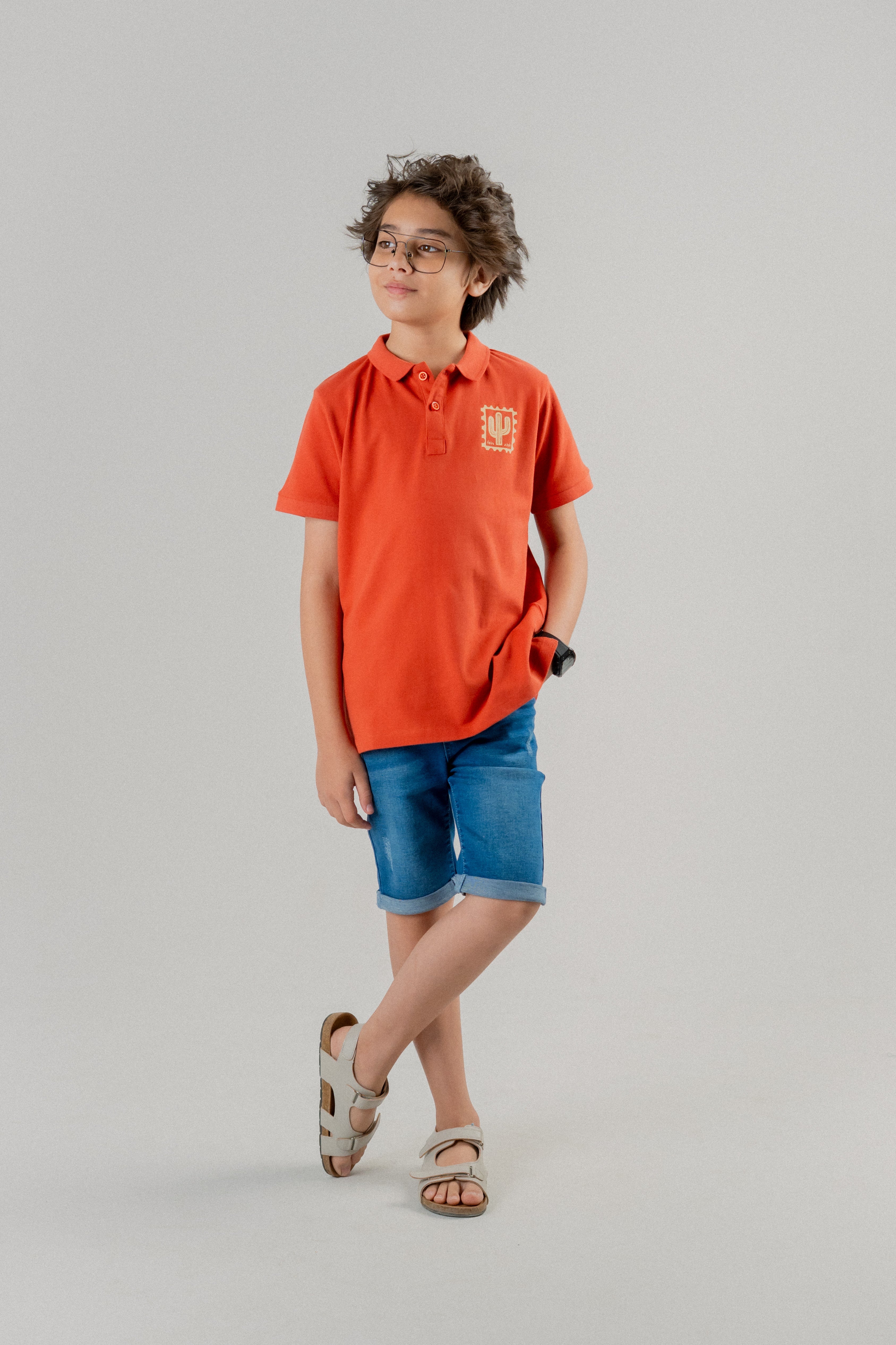 Junior Kid Polo T-Shirt- Burnt Ochre