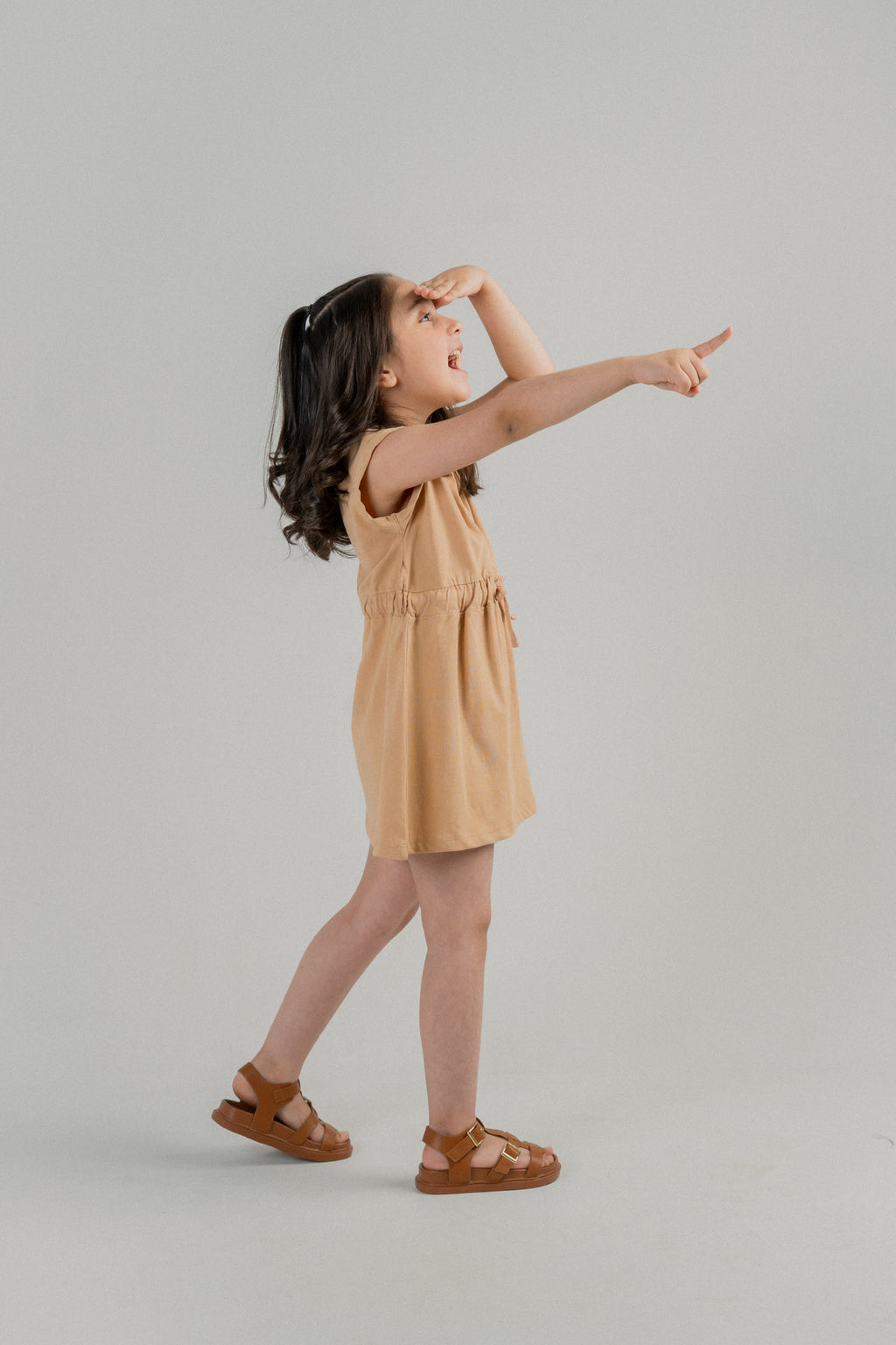 Little Girls Floral Embroidered Frock – Peach