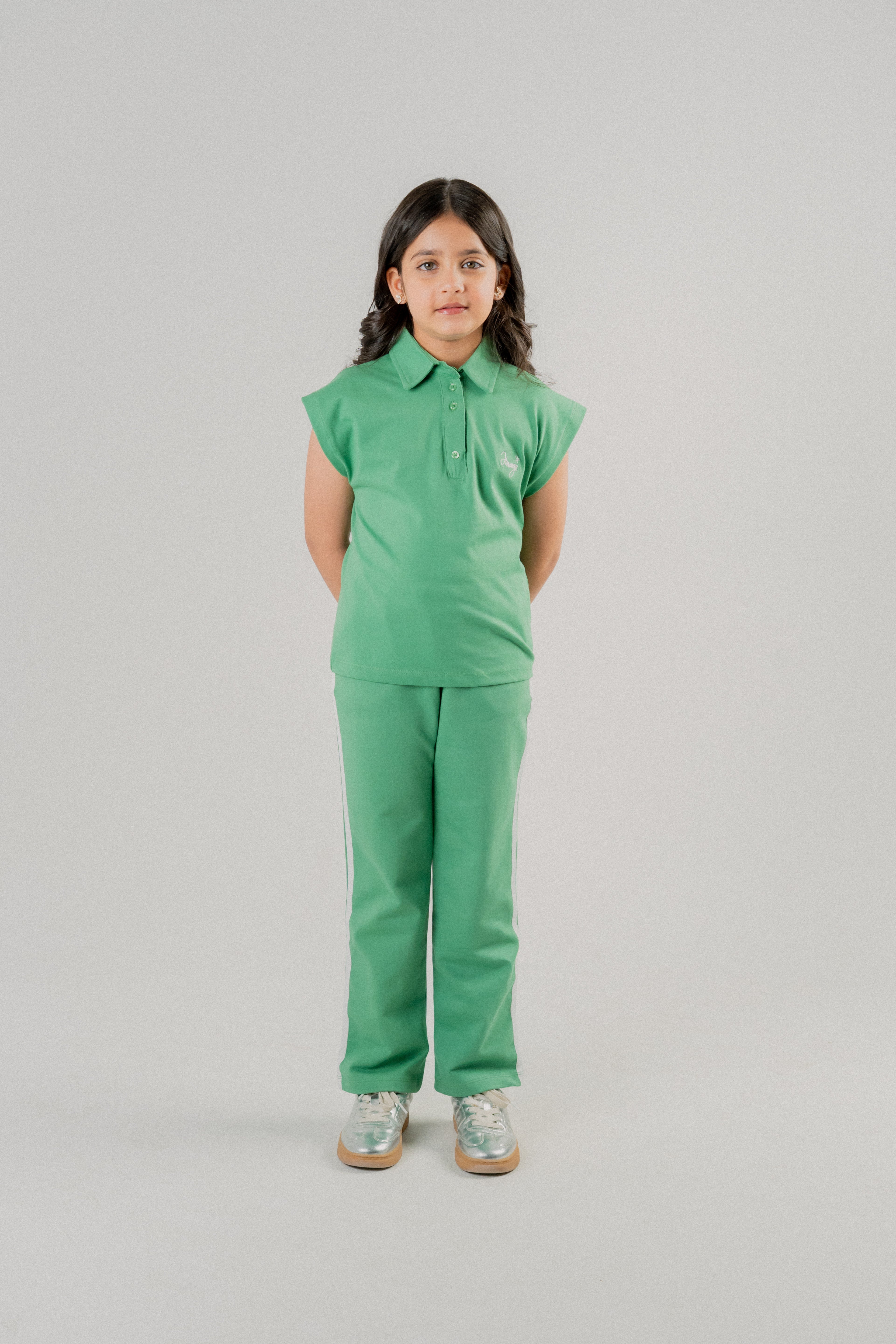 Girls Sleeveless Co-ord Set – Green
