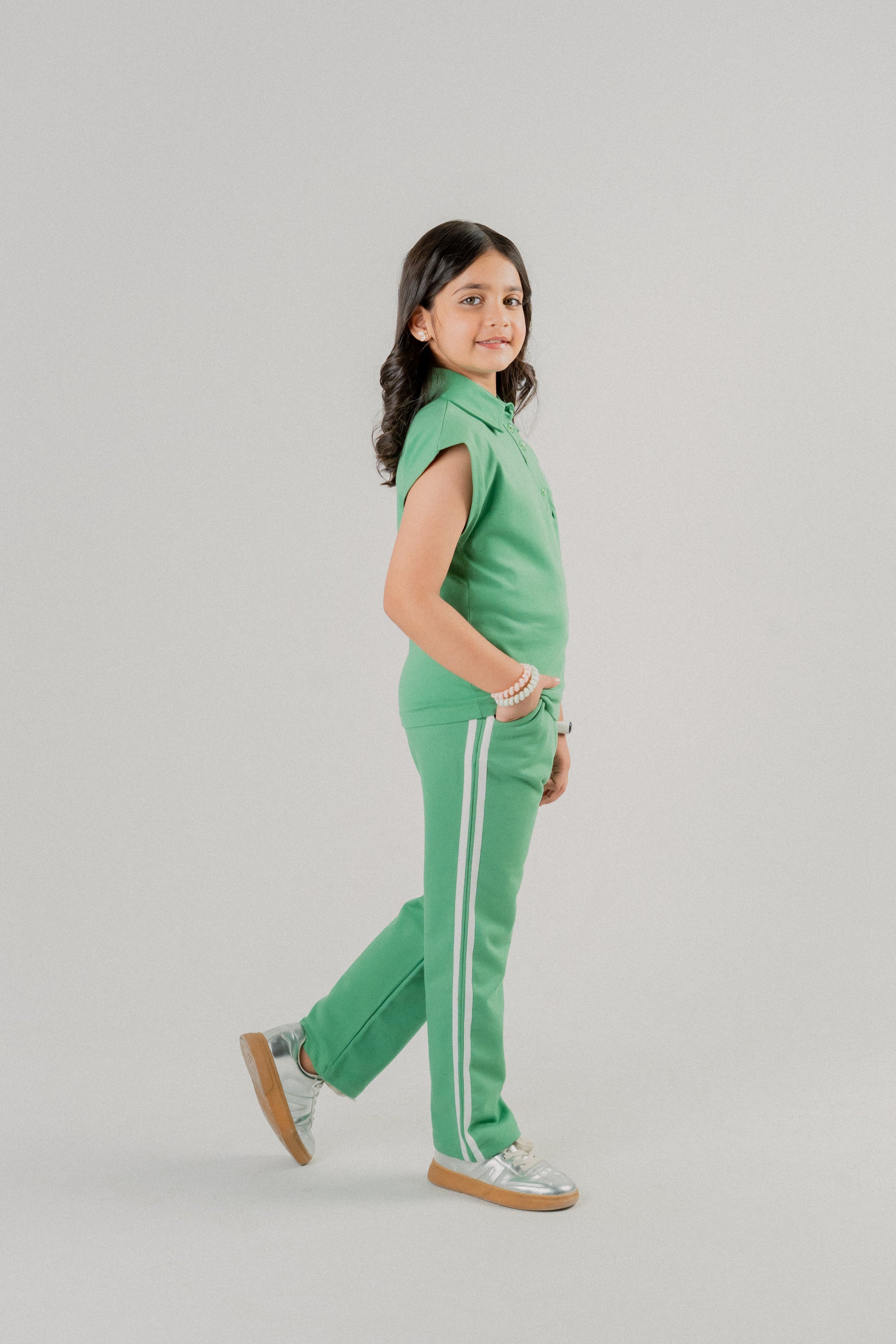 Girls Sleeveless Co-ord Set – Green