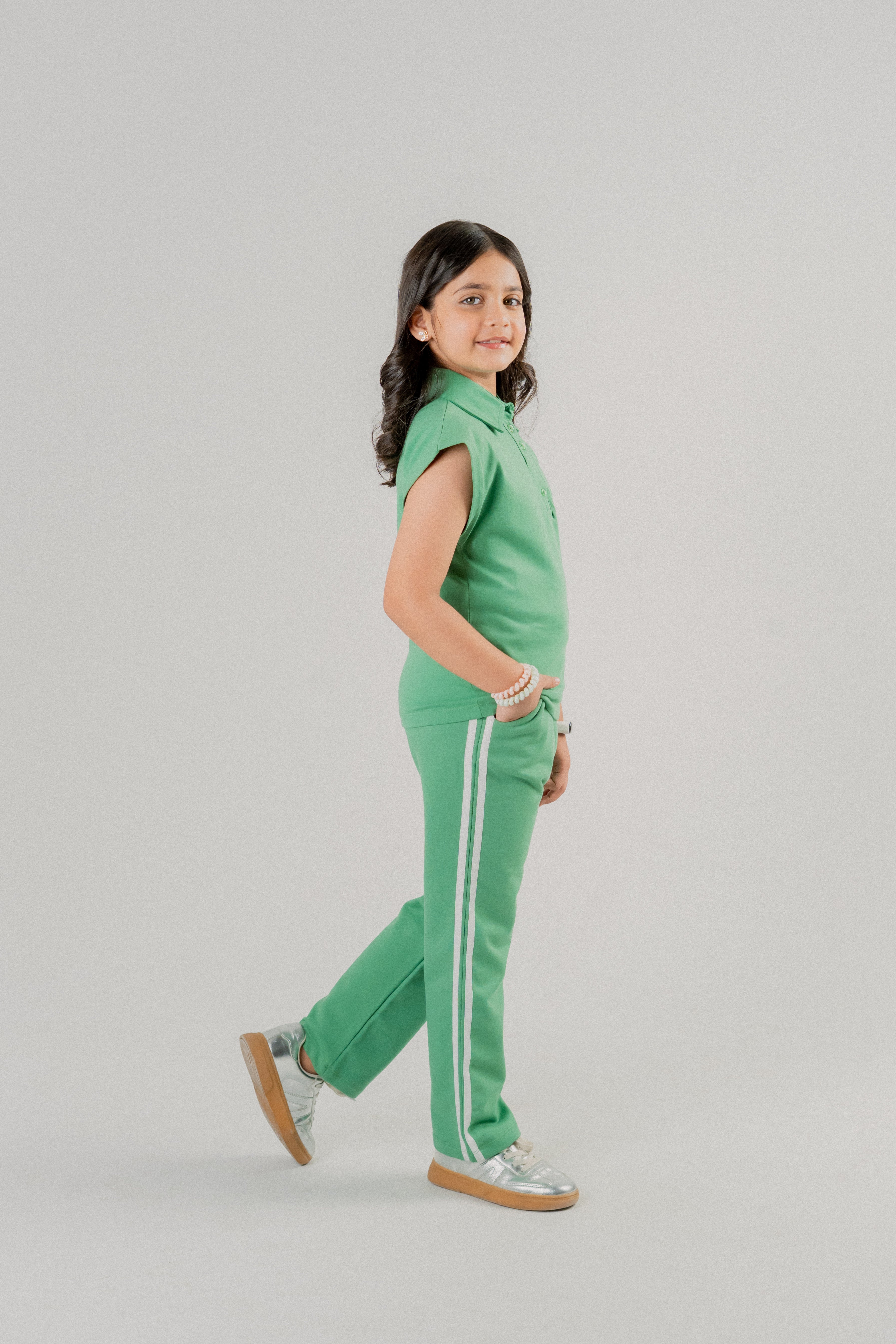 Girls Sleeveless Co-ord Set – Green