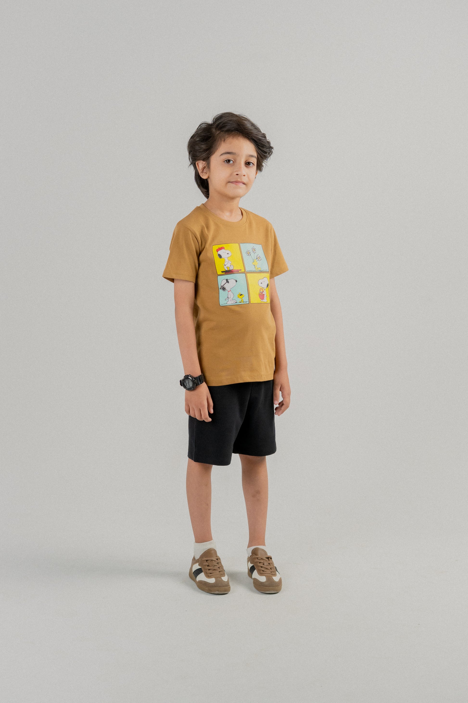 Little Boys Snoopy Graphic T-Shirt – Camel Brown