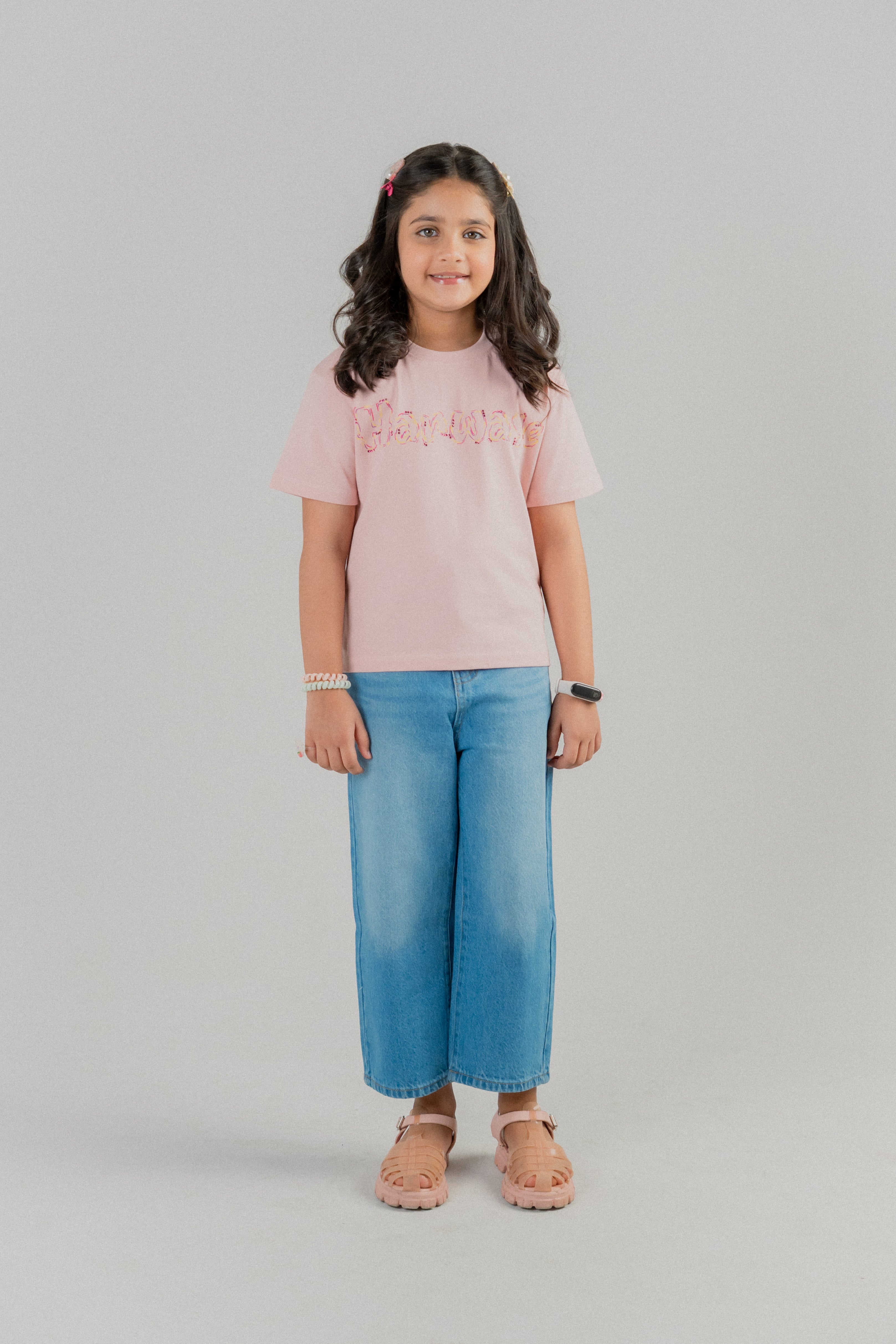 Girls Embroidered T-Shirt – Pink