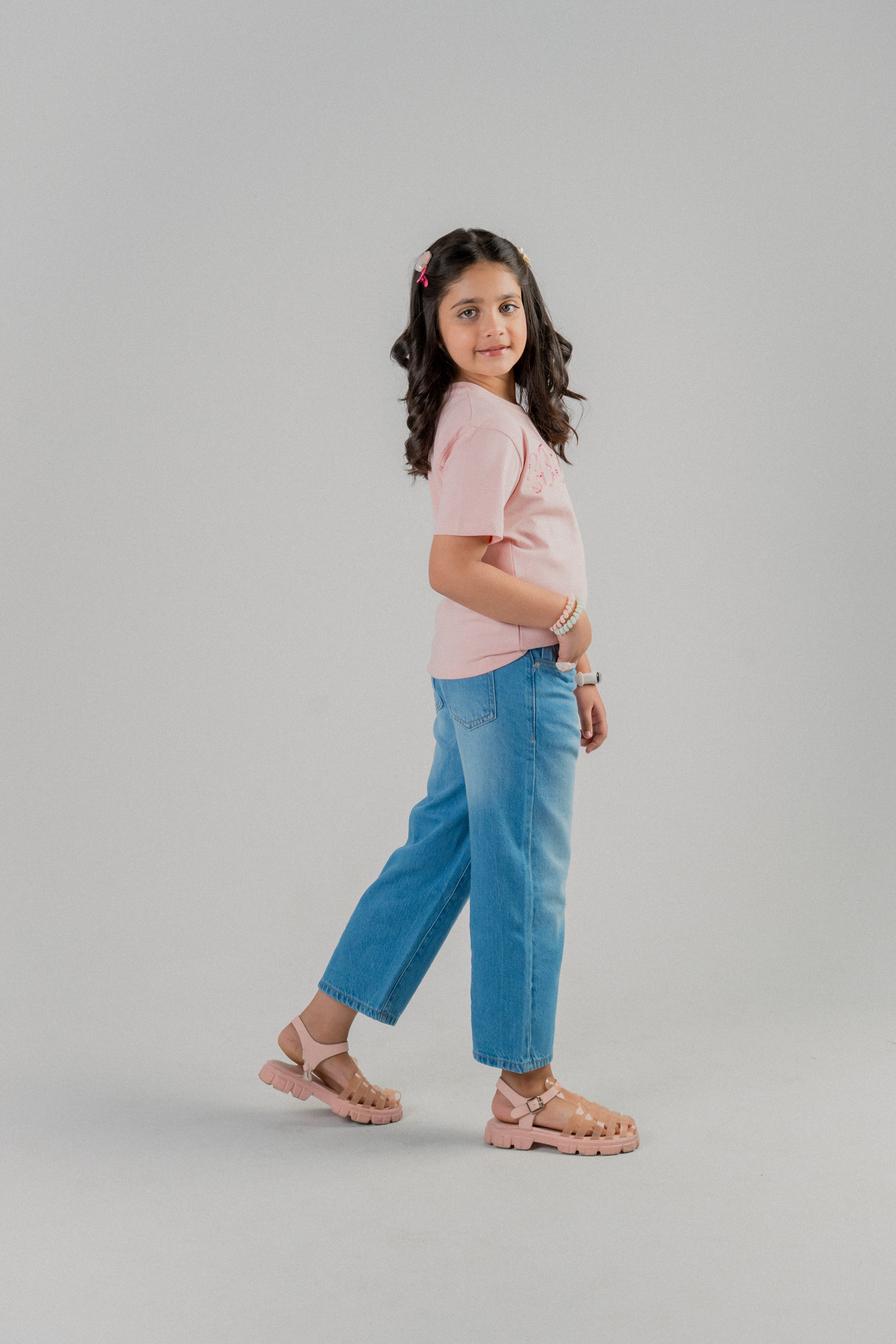 Girls Embroidered T-Shirt – Pink
