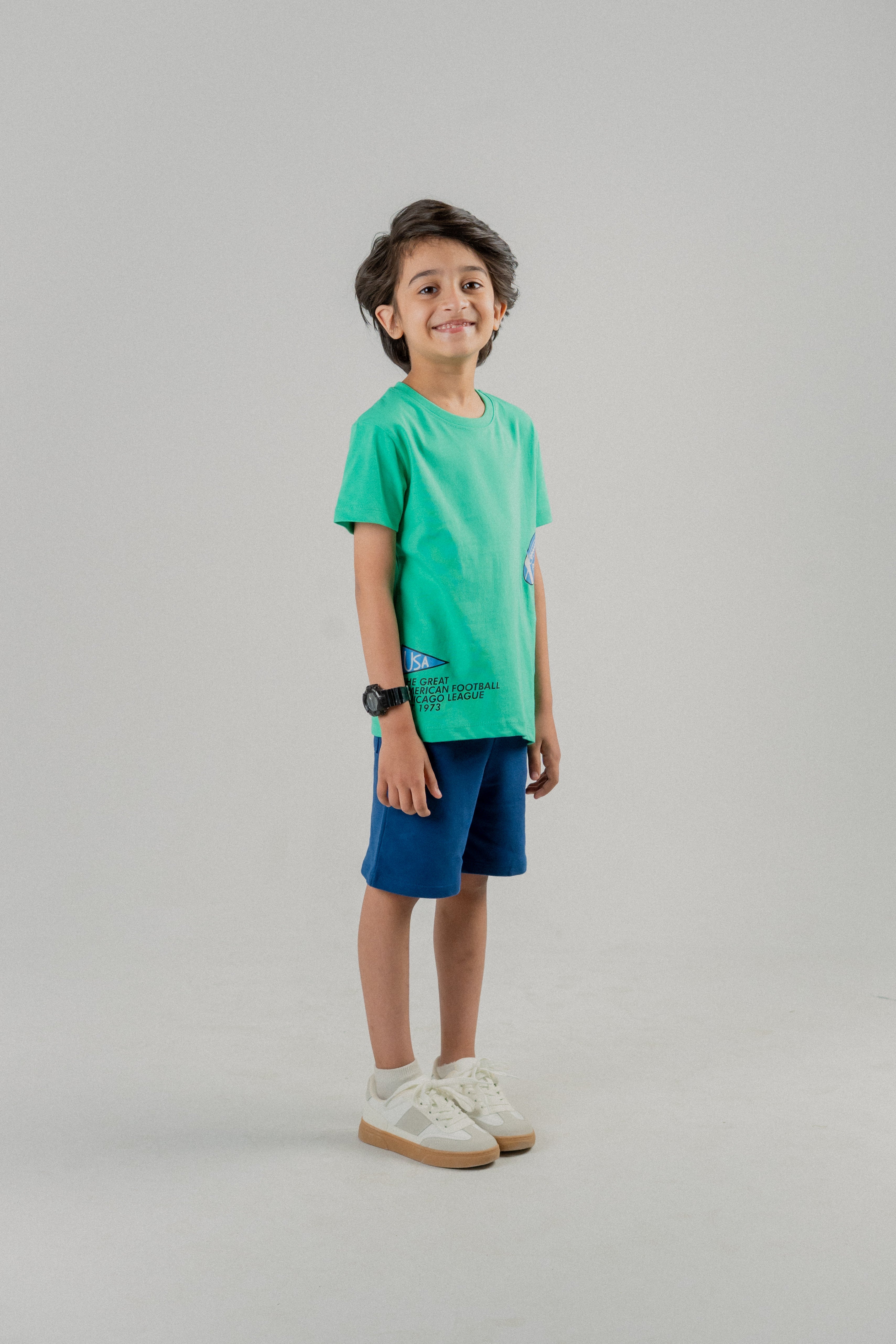 Boys Football Graphic T-Shirt – Green