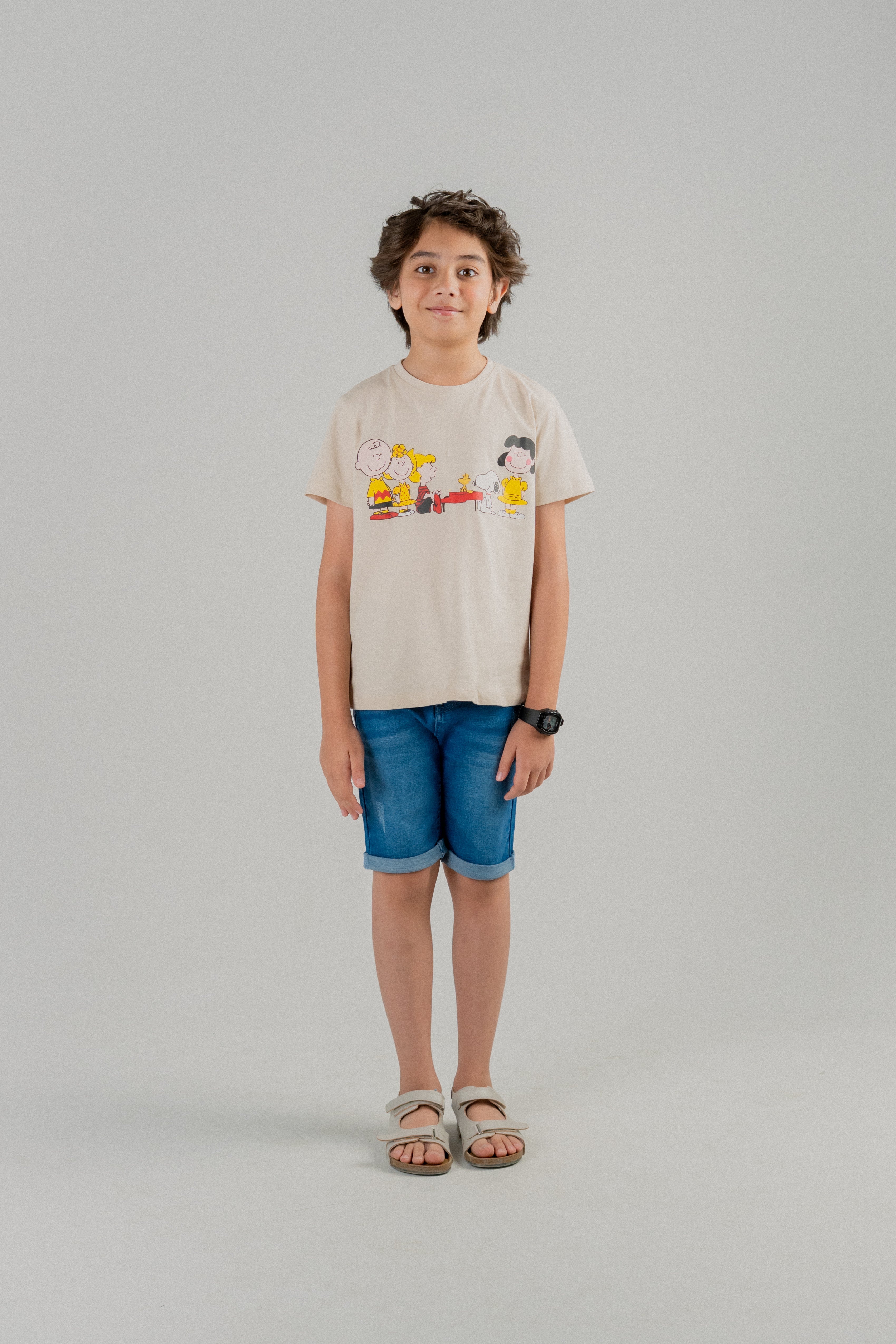 Boys Cartoon Friends Graphic T-Shirt – Beige