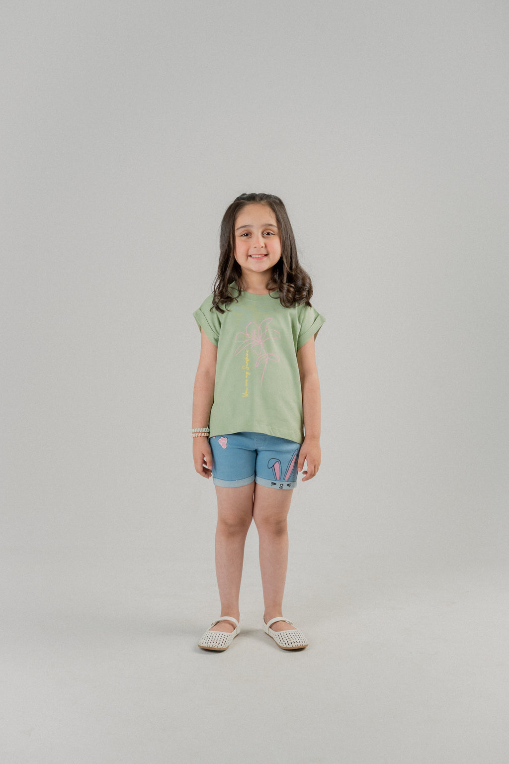 Girls Palm Tree Graphic T-Shirt – Sage Green