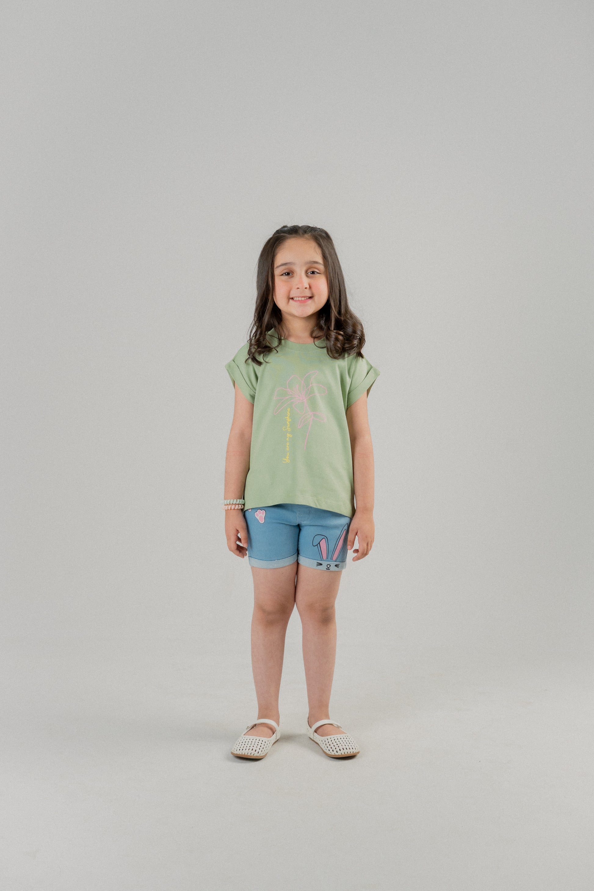 Girls Palm Tree Graphic T-Shirt – Sage Green