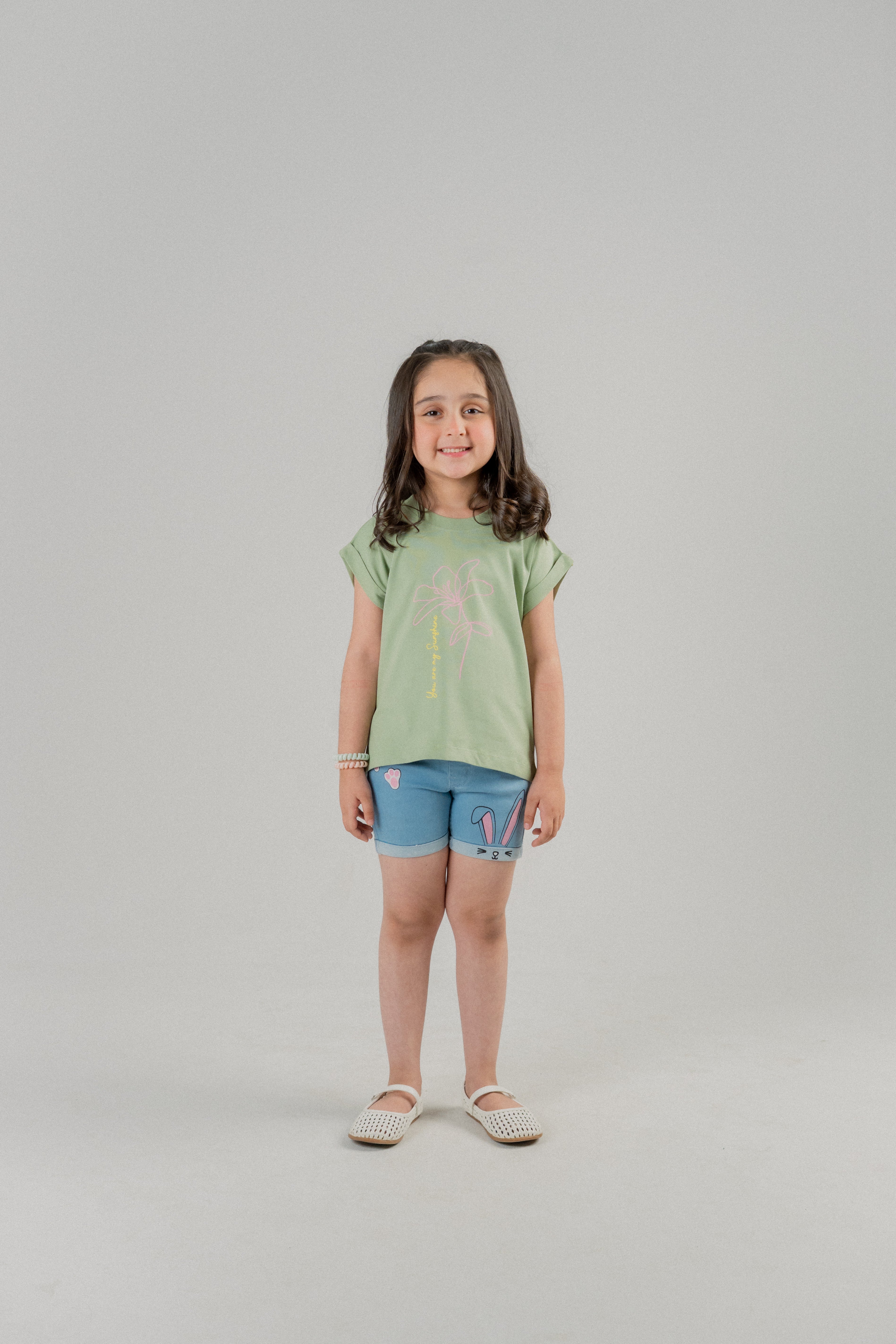 Girls Palm Tree Graphic T-Shirt – Sage Green