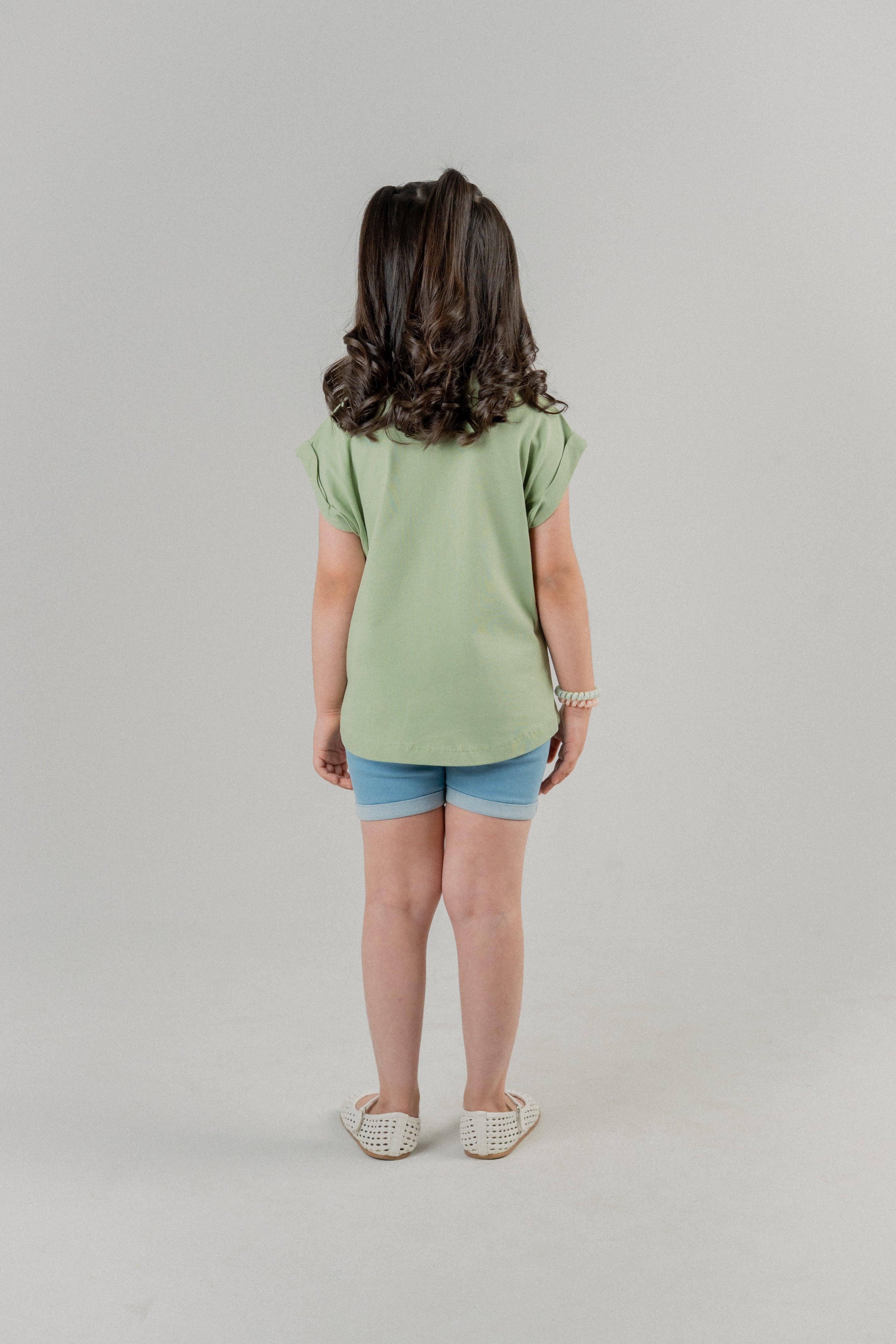 Girls Palm Tree Graphic T-Shirt – Sage Green