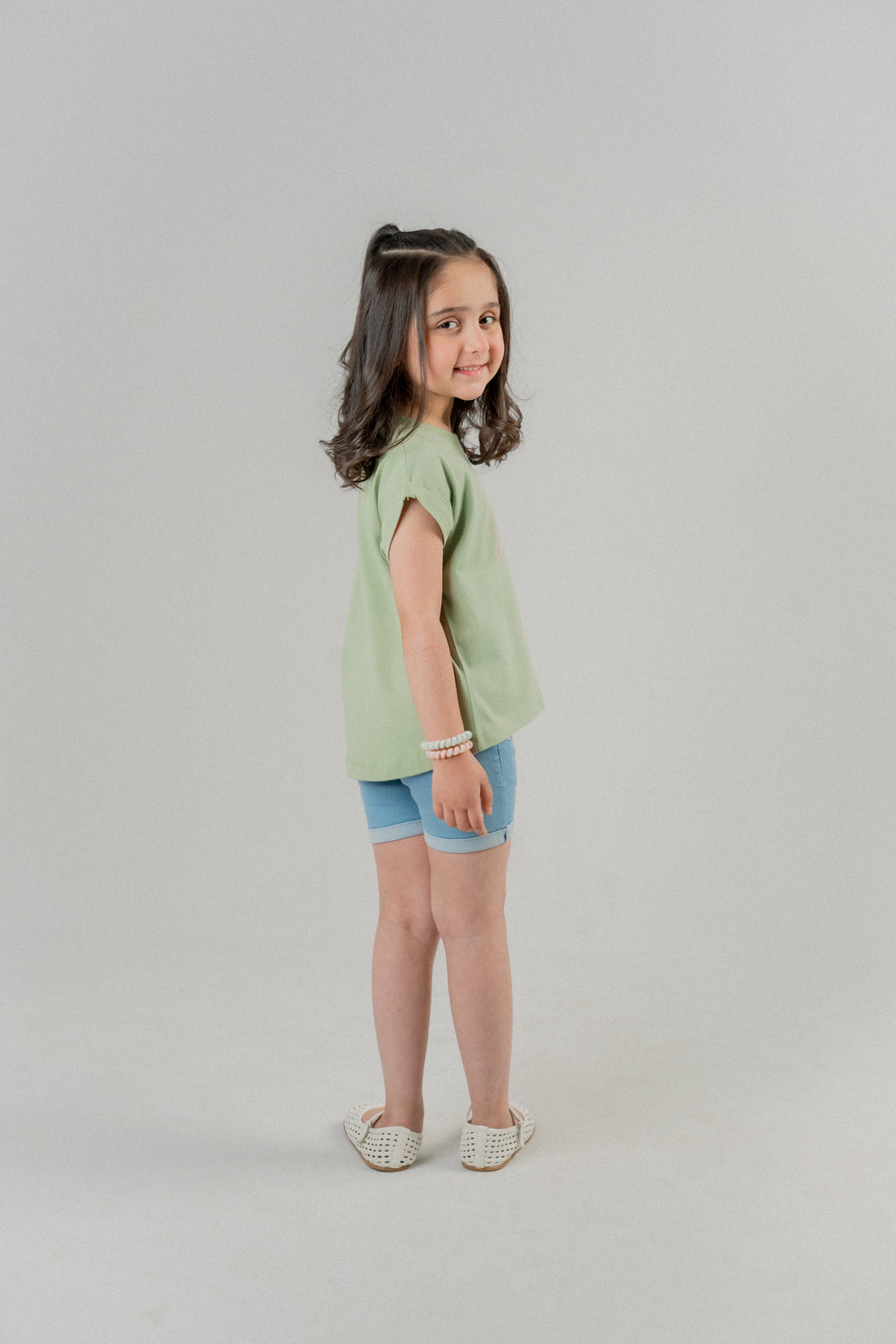 Girls Palm Tree Graphic T-Shirt – Sage Green