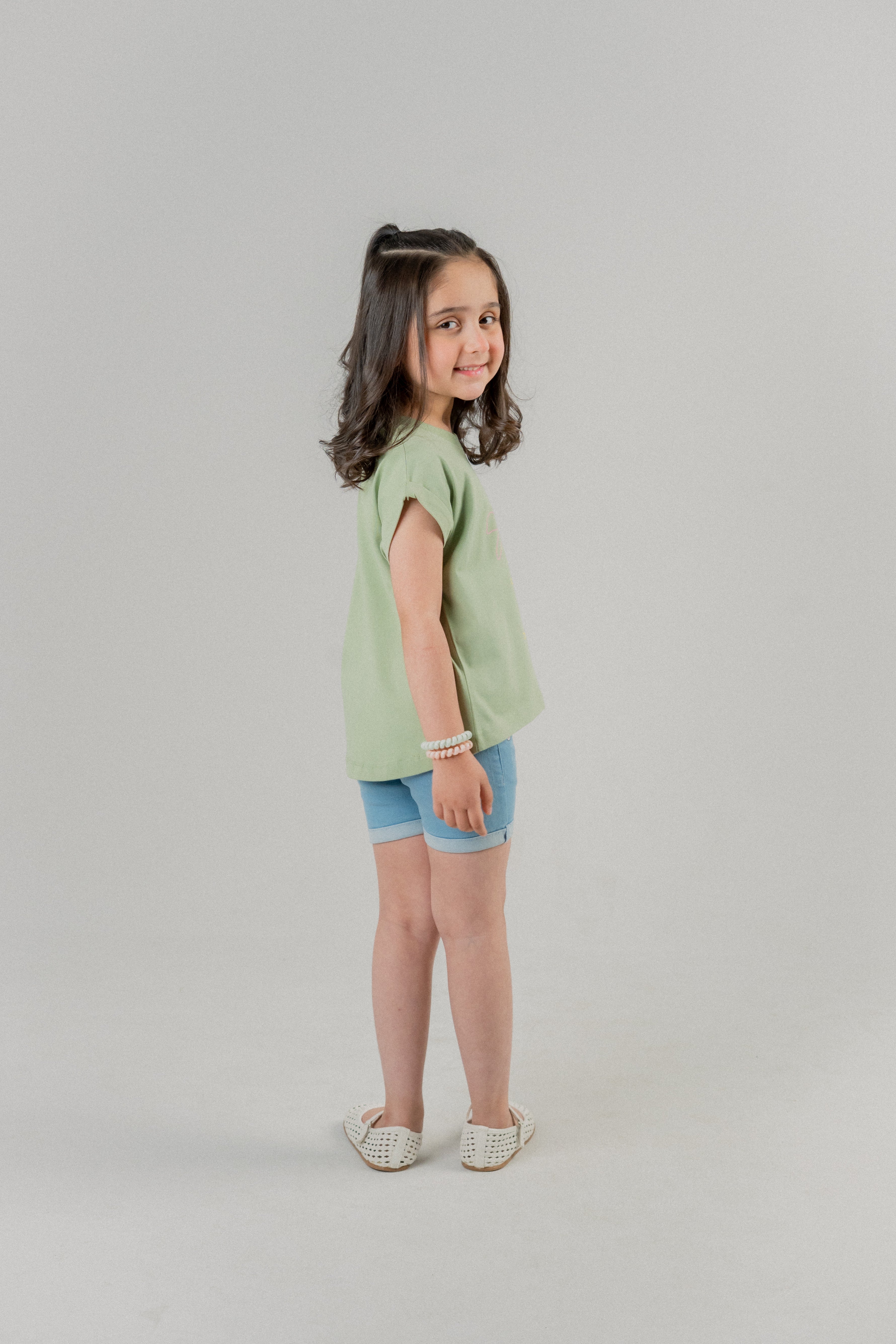 Girls Palm Tree Graphic T-Shirt – Sage Green