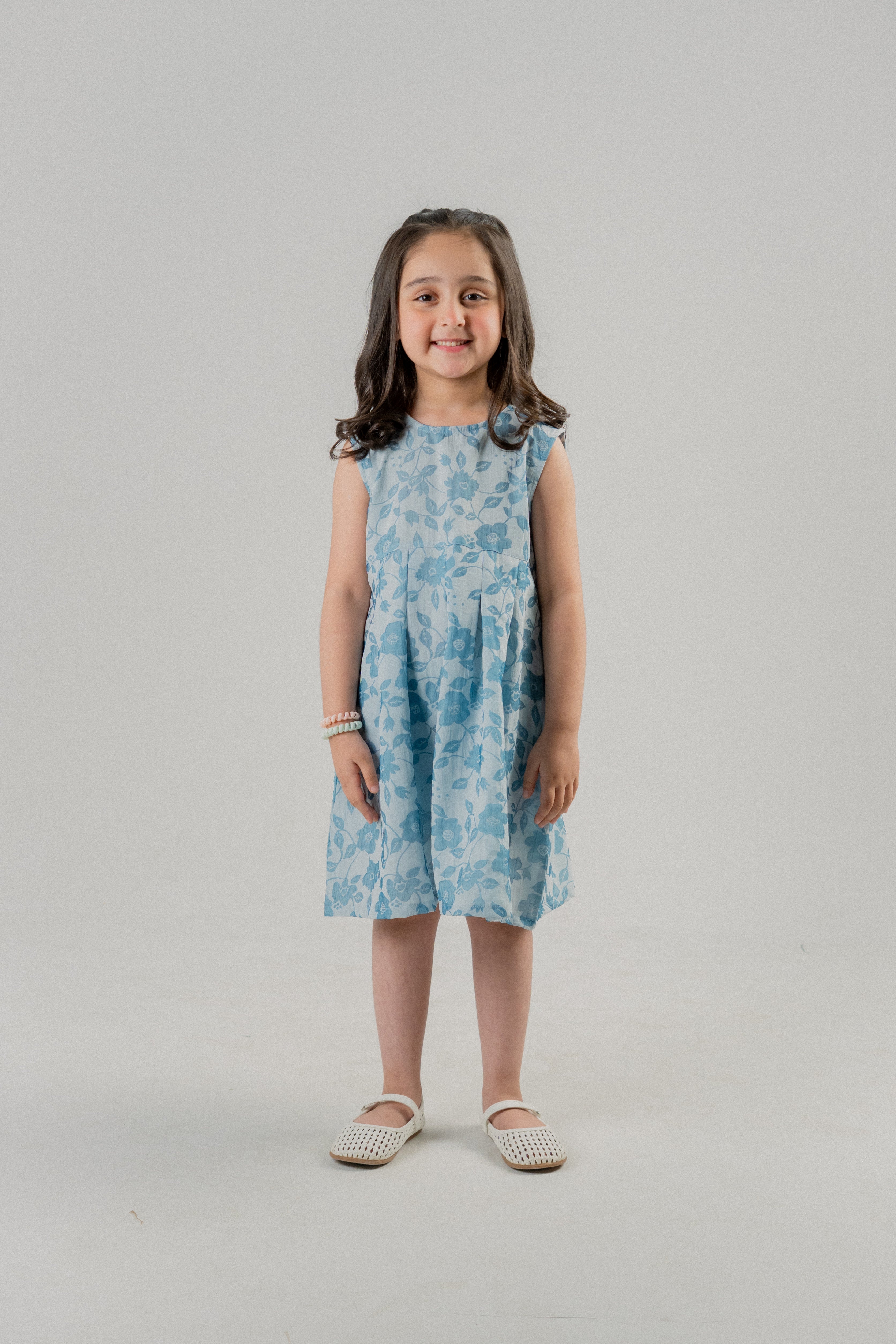 Little Girls Cotton Frock – Illusion Blue