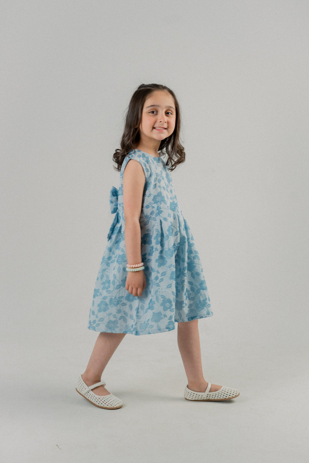 Little Girls Cotton Frock – Illusion Blue
