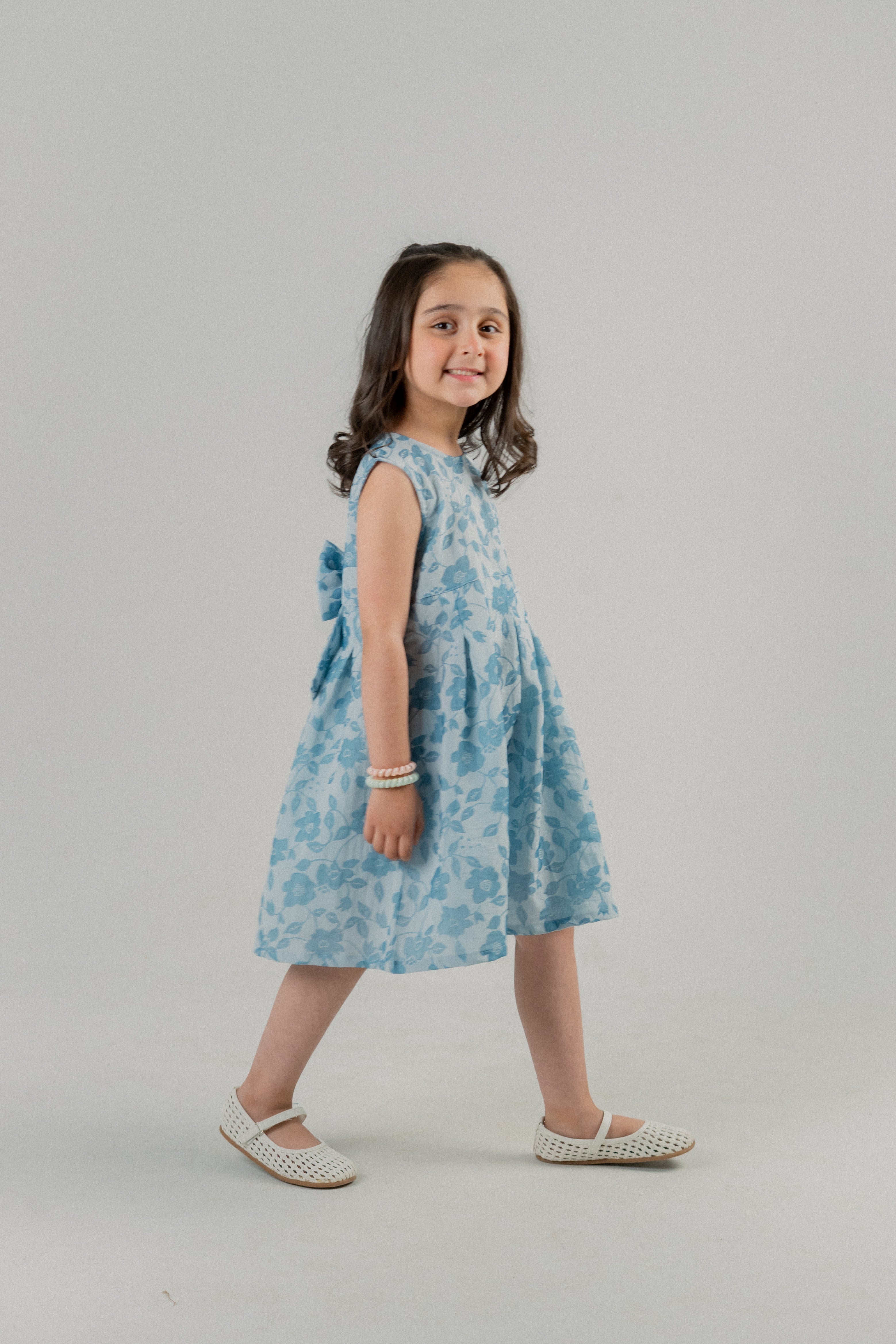 Little Girls Cotton Frock – Illusion Blue