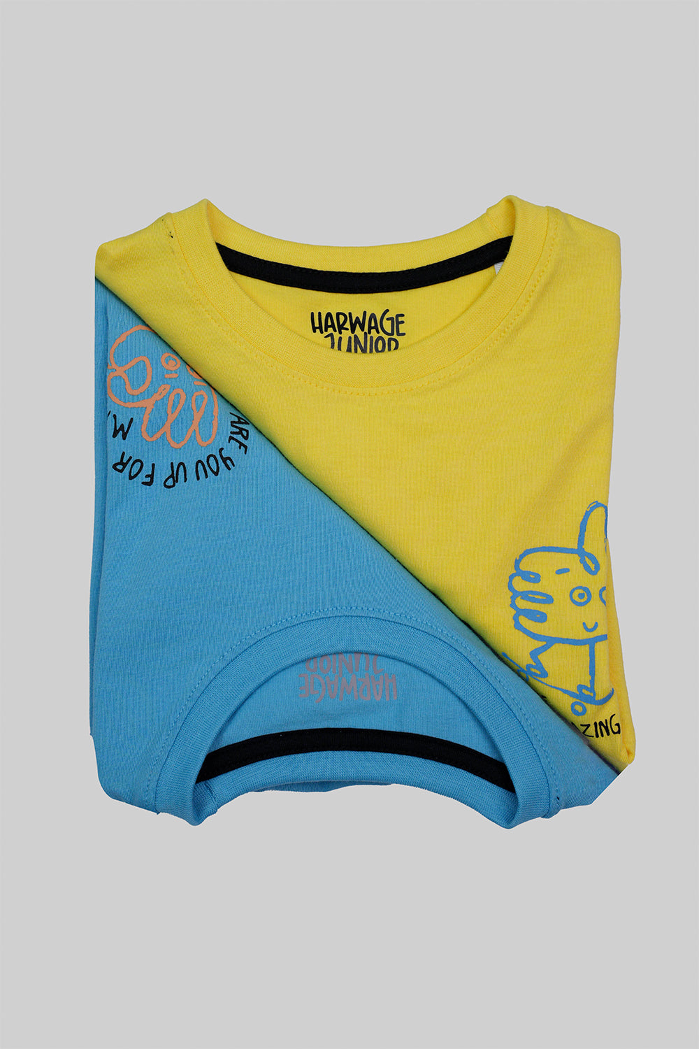 Little Kids Pack of Two T-Shirt – Yellow & SkyBlue