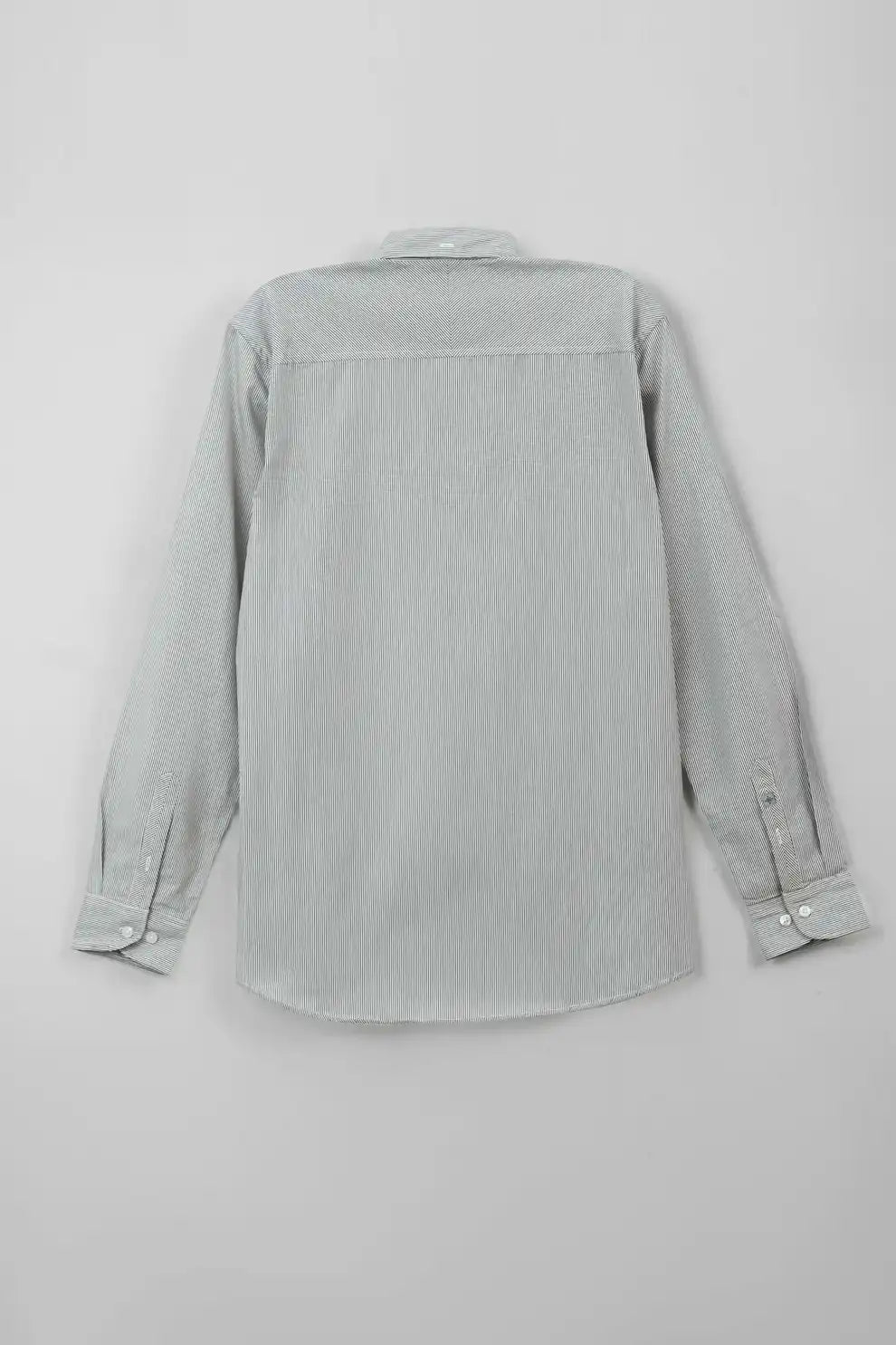 Shirt back view with long sleeves and button cuffs