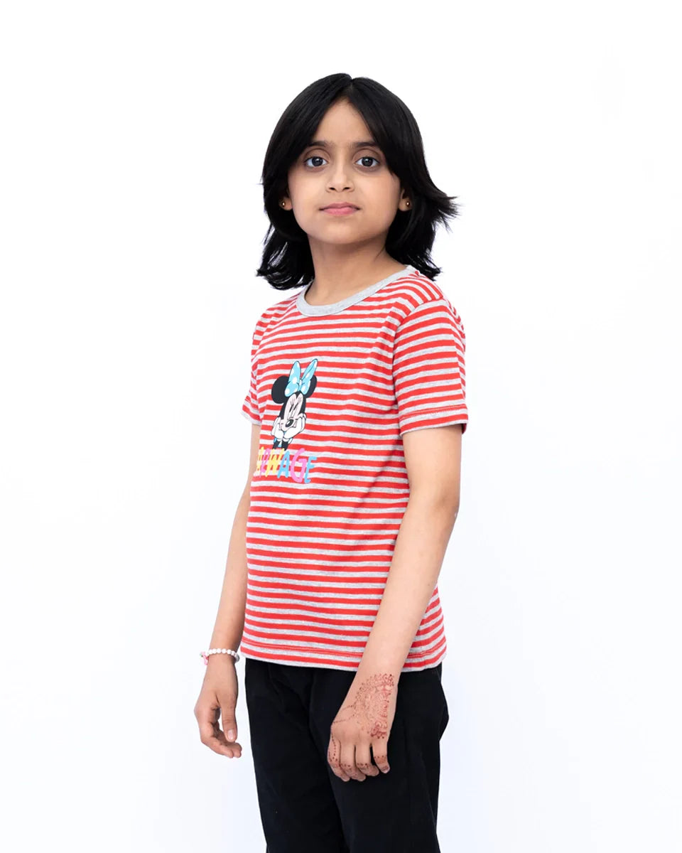 Side view of Red Graphic Tee Casual Wear