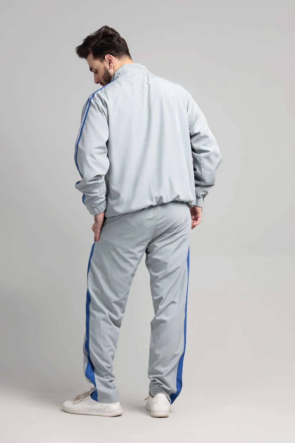 Silver grey micro stretch tracksuit back view