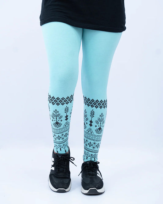 Women’s Bright Sky Blue Printed Leggings