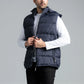 Sleeveless Navy Parachute Jacket for Men, Featuring Zipper and Hood