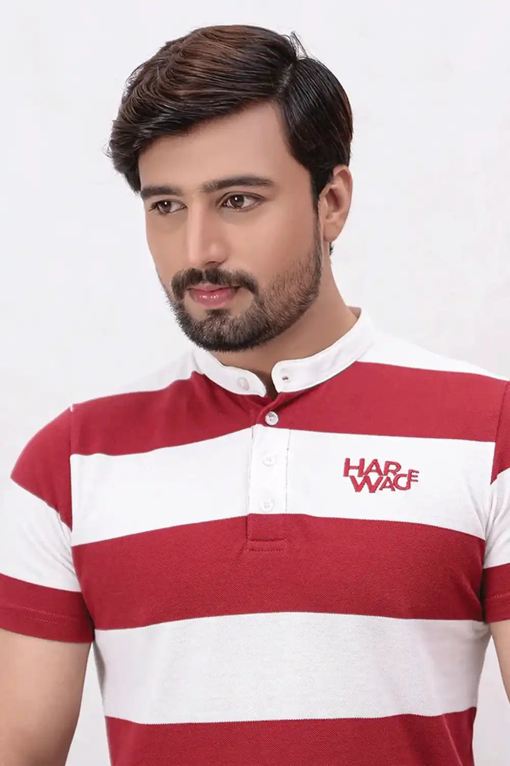 Slim fit white striped polo shirt