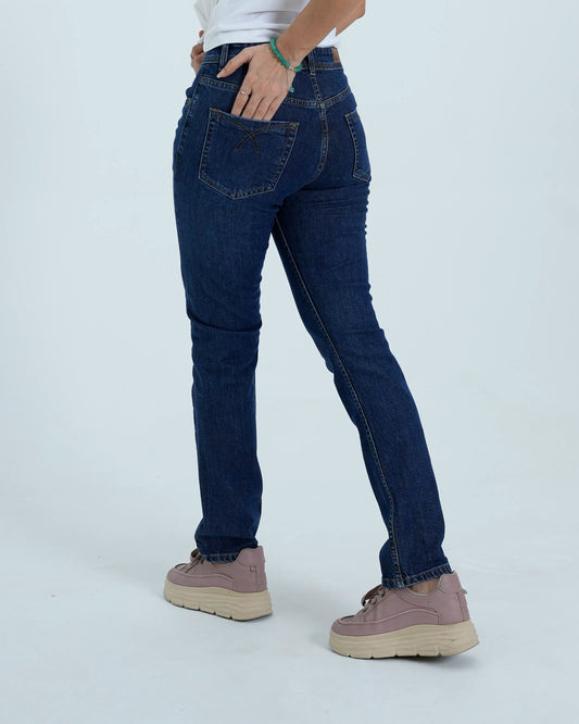 Mid blue straight fit denim jeans