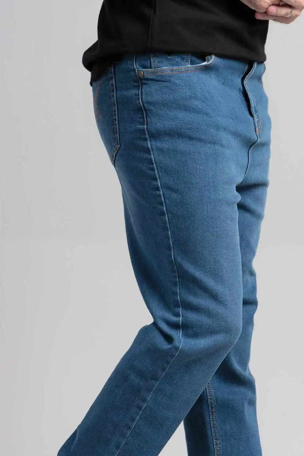 Blue jeans worn by a person
