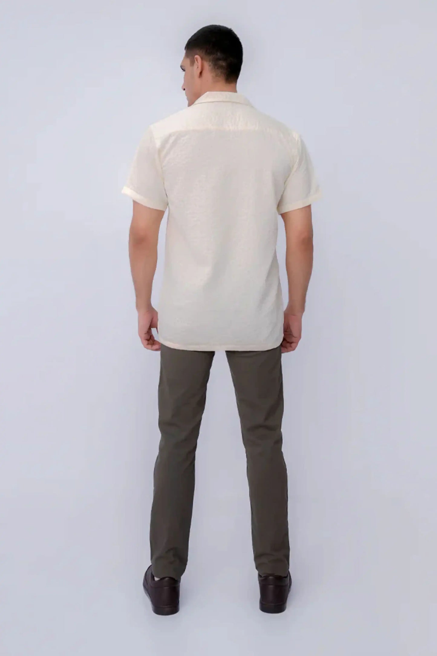 Back view of a stylish short-sleeve shirt