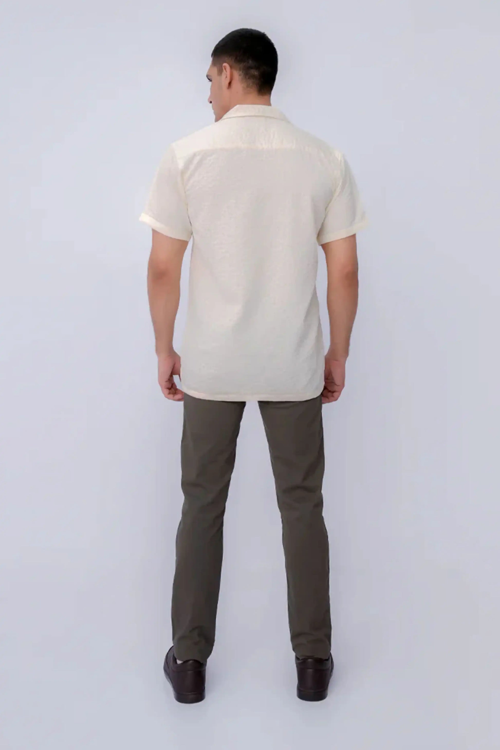 Back view of a stylish short-sleeve shirt
