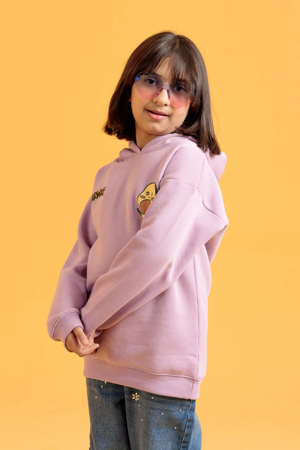 The Junior Girls’ Lavender Herb Hoodie in soft lavender color