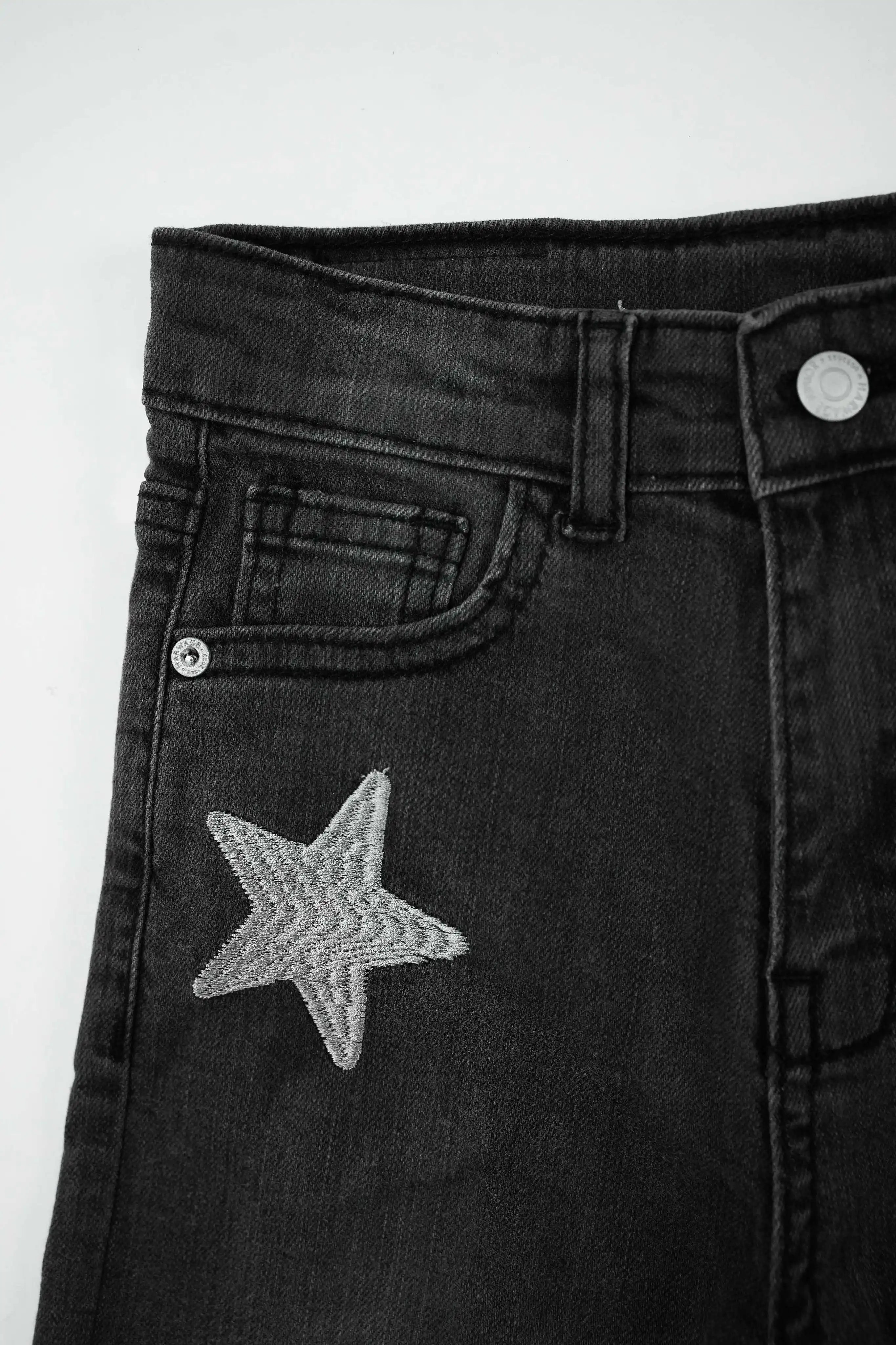 Trendy black straight fit denim jeans