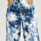Women Tie & Dye Wide Leg Jeans - Blue