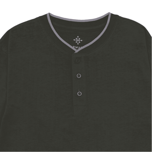 Men Ban Collar Full-Sleeve T-Shirt – Dark Charcoal - Harwage
