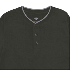 Men Ban Collar Full-Sleeve T-Shirt – Olive Green