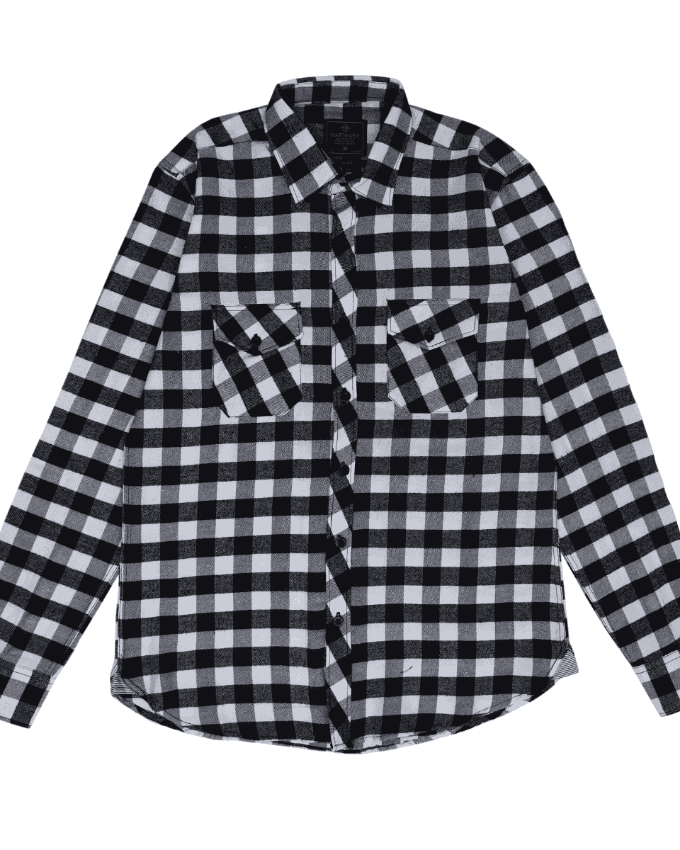 Men Casual Shirt Checkered - Checkered Black / White - Harwage