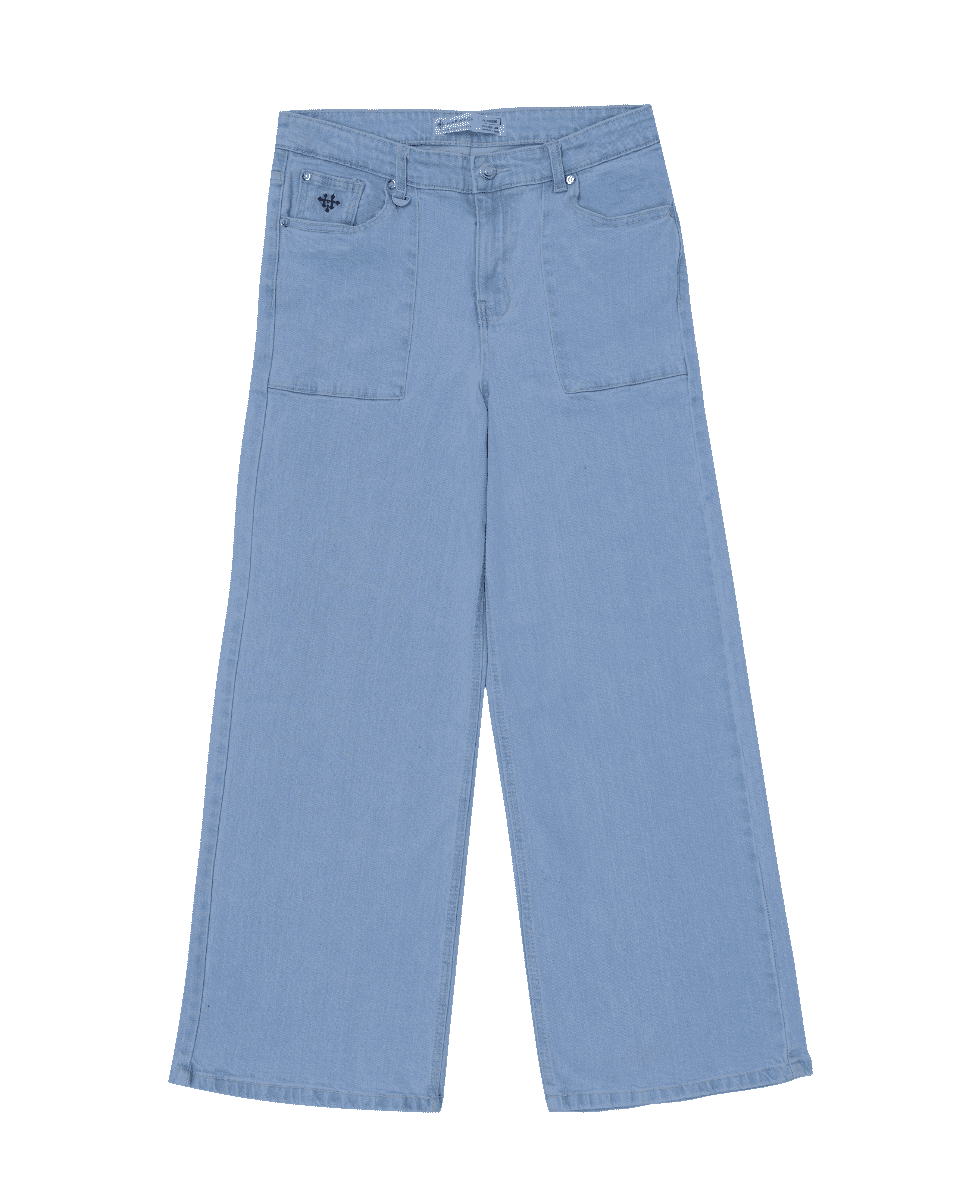 Women Wide Leg Plain Jeans – Sky Blue - Harwage