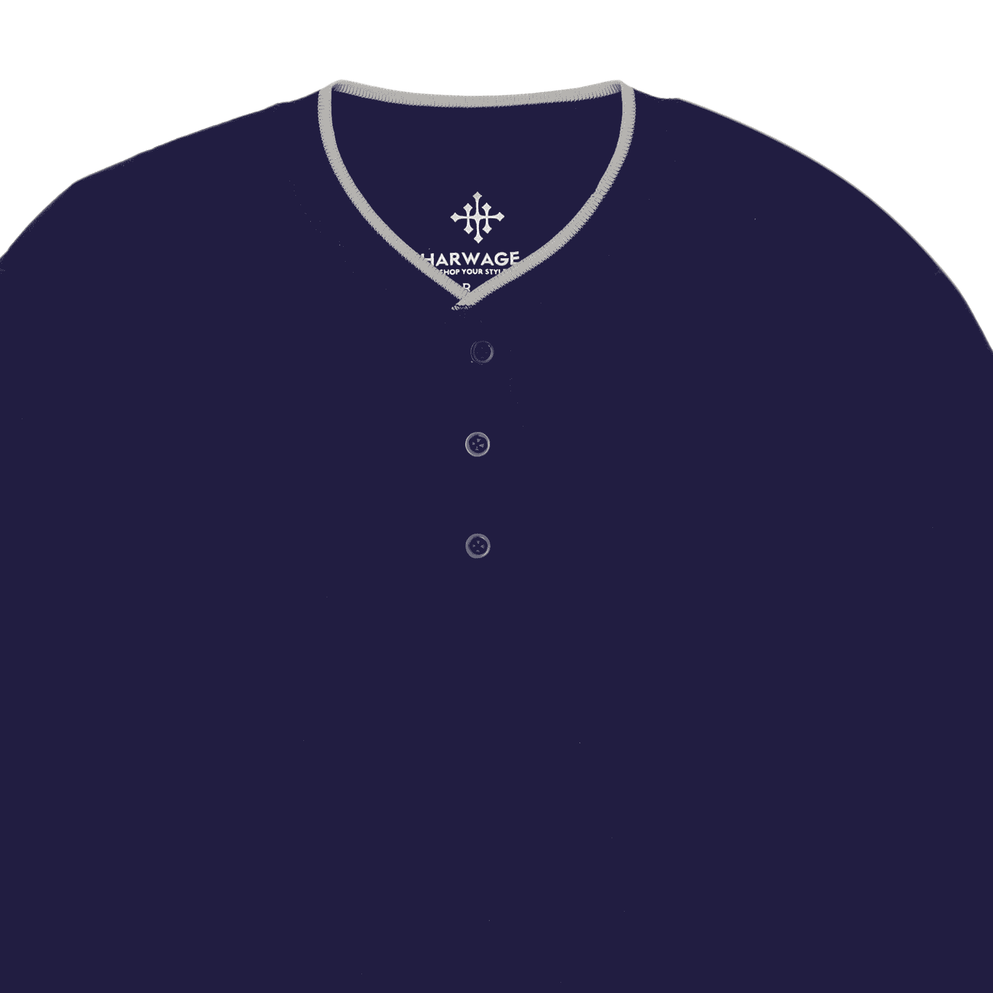 Men Ban Collar Full-Sleeve T-Shirt – Blue - Harwage