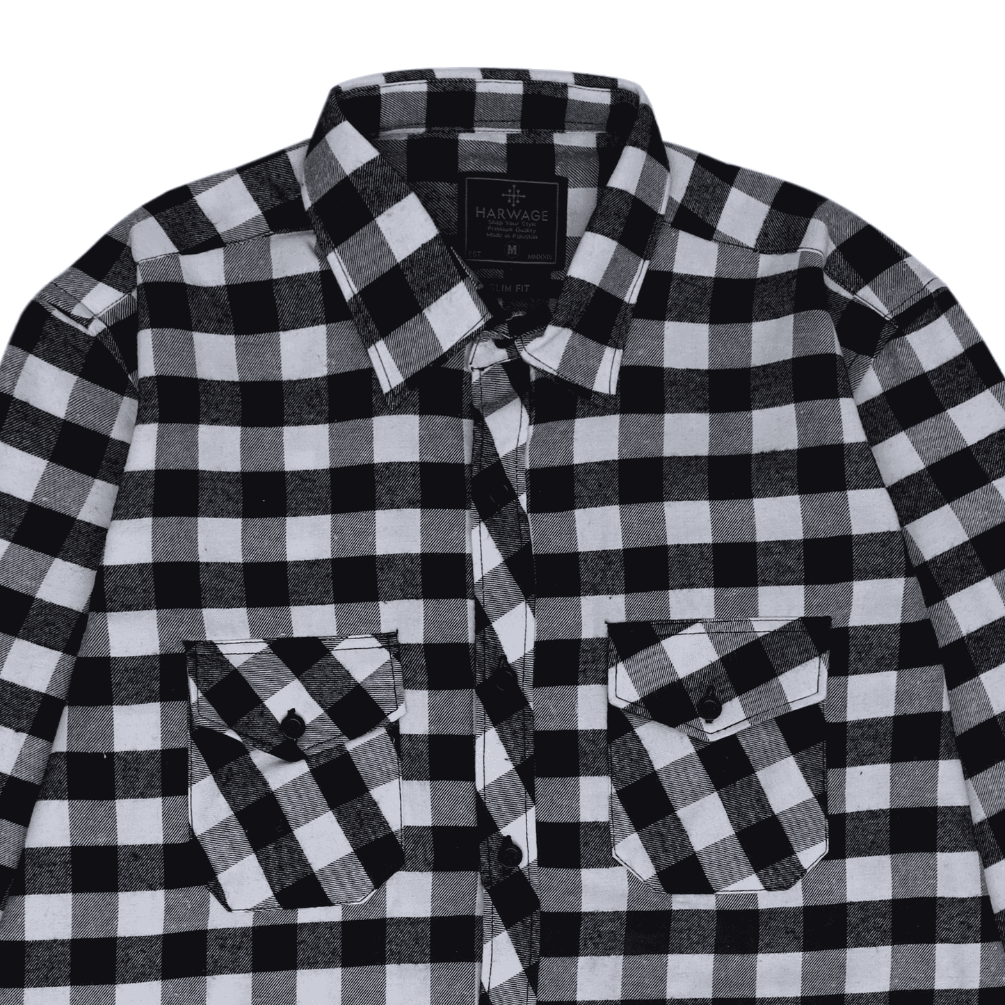 Men Casual Shirt Checkered - Checkered Black / White - Harwage