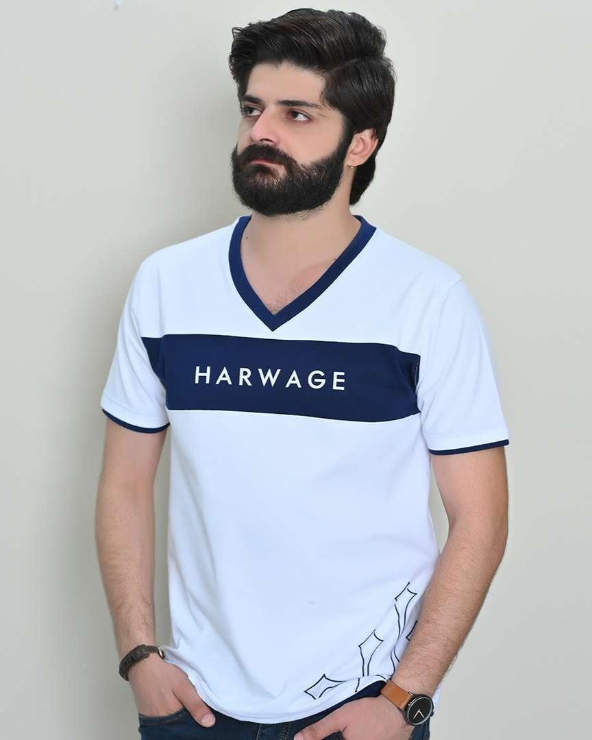 V Neck T Shirt - White