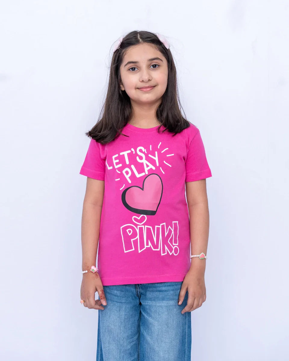 Junior Girls’ Vivid Pink Printed Graphic Shirt