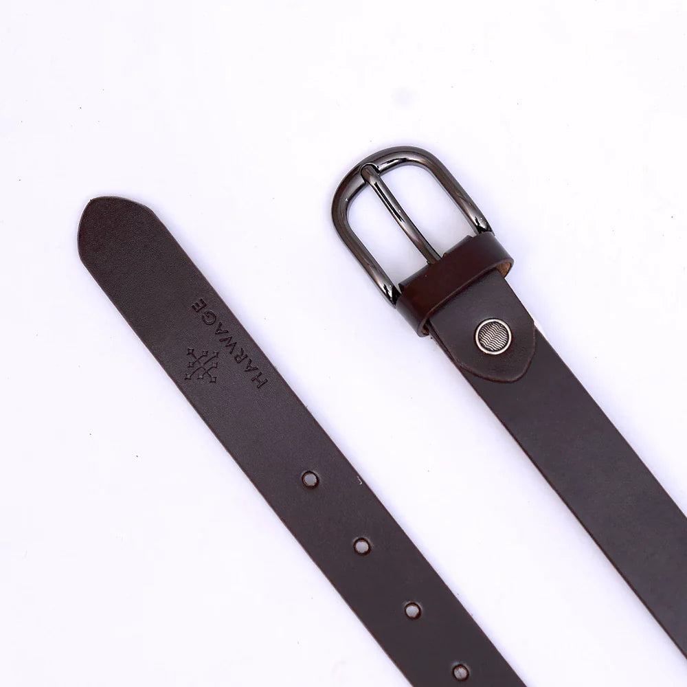 Women Basic Buckle Belt – Brown - Harwage