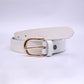 Women Basic Buckle Belt – White - Harwage