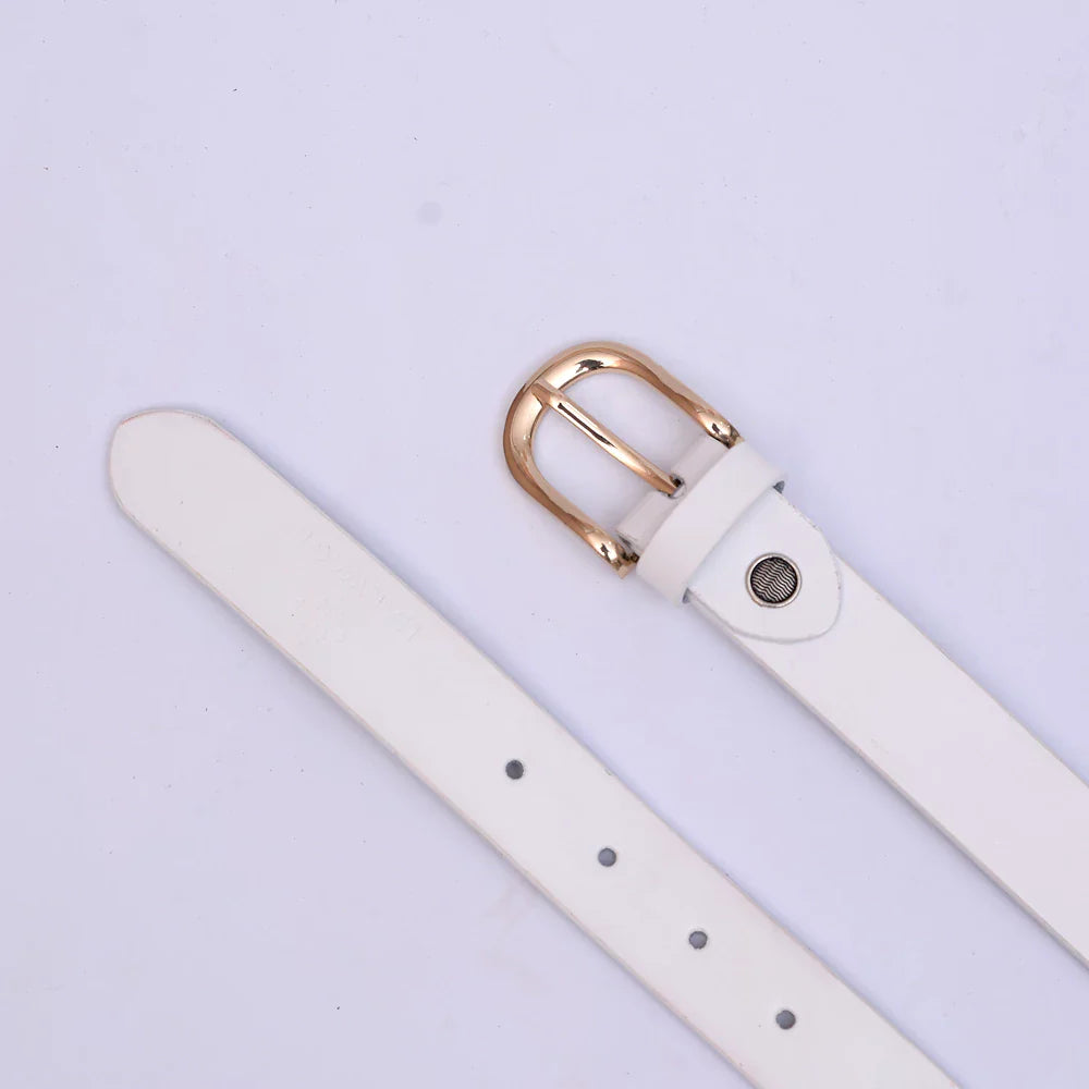 Women Basic Buckle Belt – White - Harwage