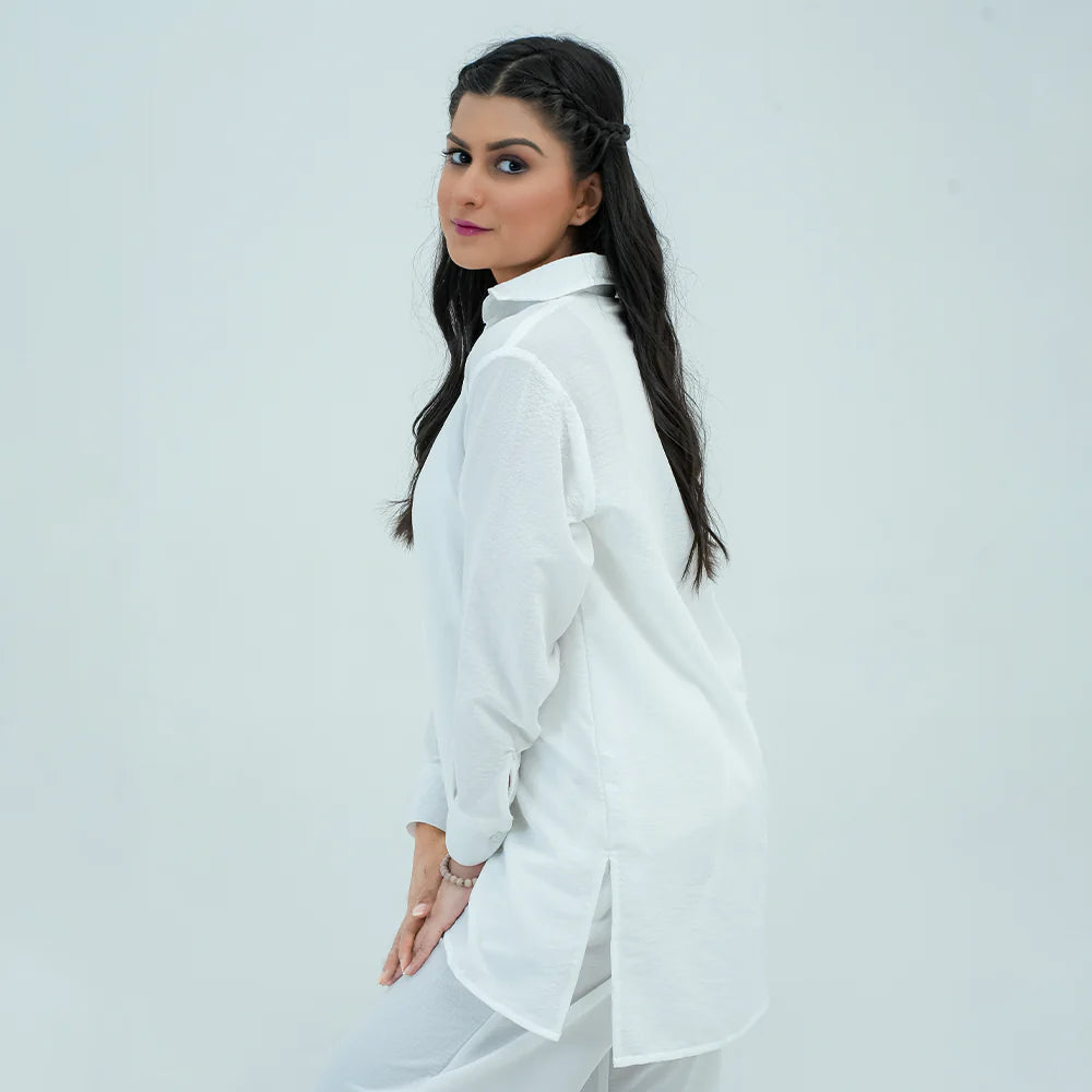 Women Basic Co-Ord Set - White - Harwage