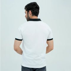 Men Polo Shirt with Contrast Trims - White