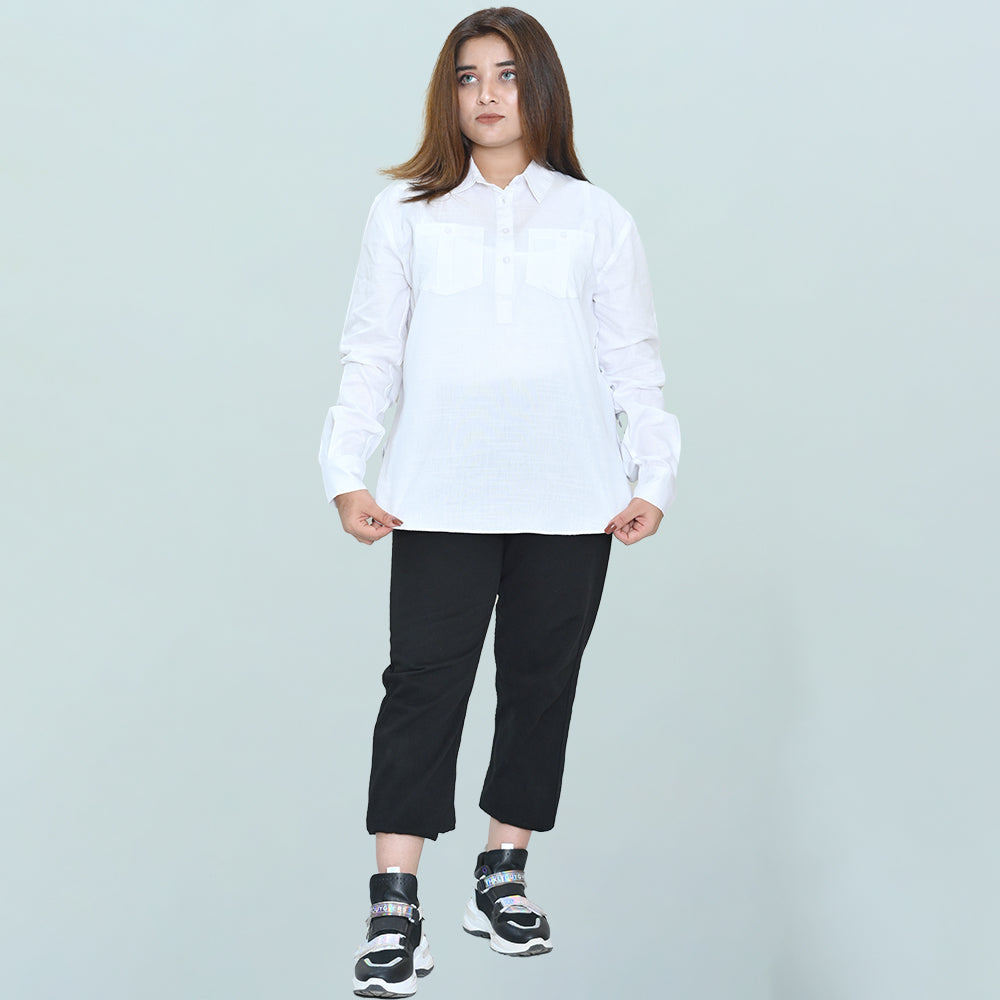 Women Basic Half Placket Shirt – 3 Colors - Harwage